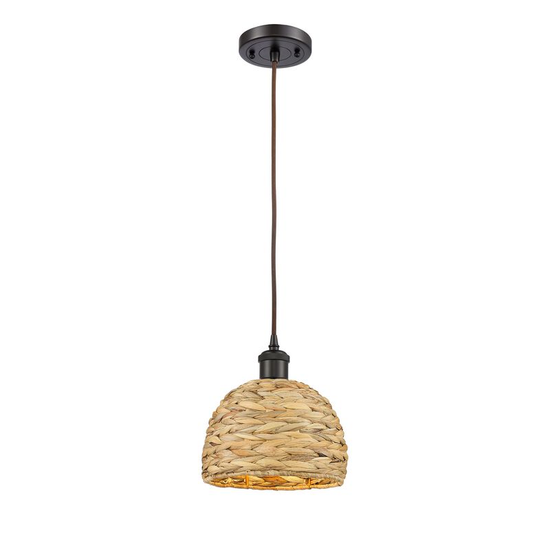 Bruno Marashlian Woven Rattan 8 Inch Mini Pendant by Innovations Lighting