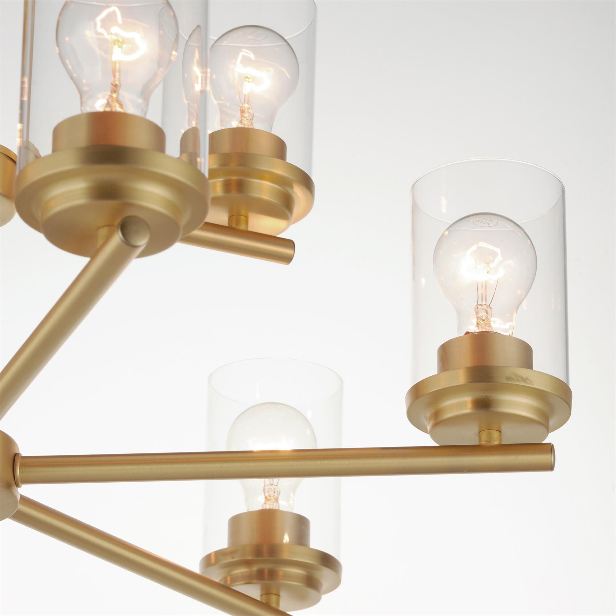 Shown in Satin Brass finish and Clear glass