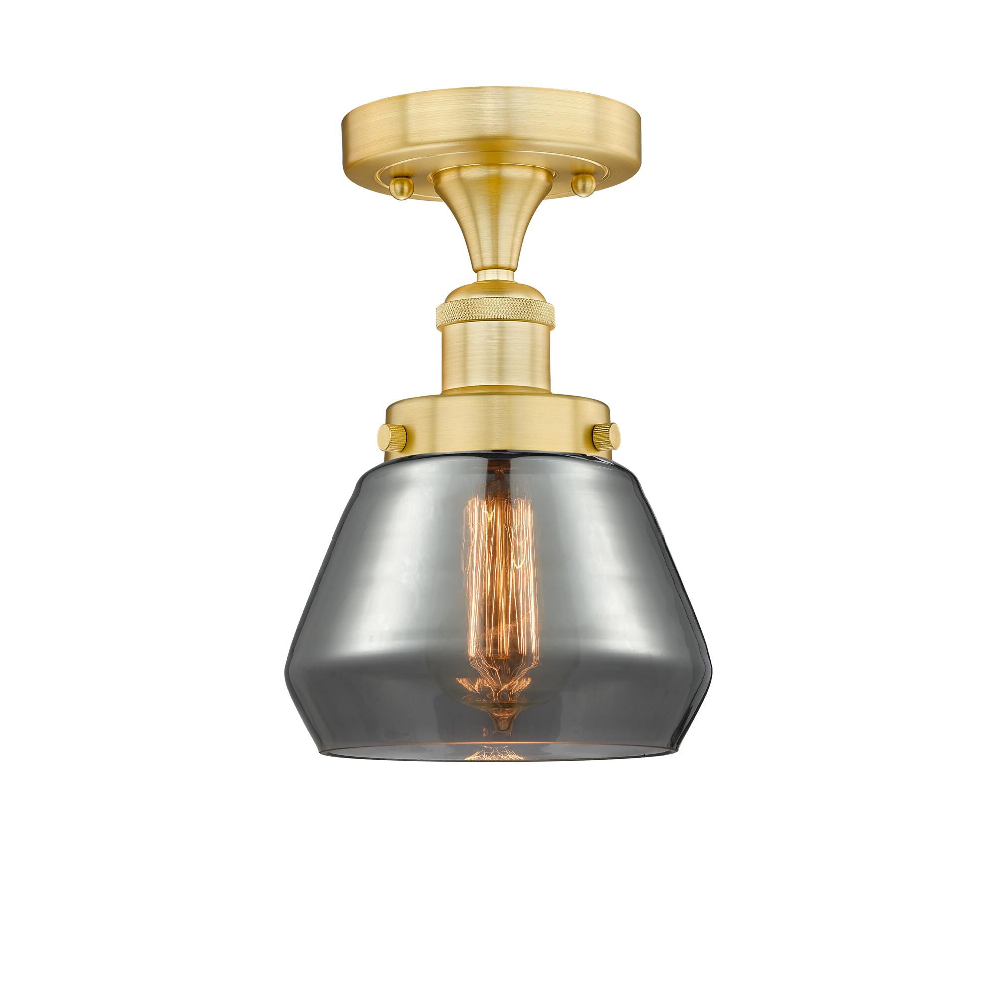 Shown in Satin Gold finish and Plated Smoke glass
