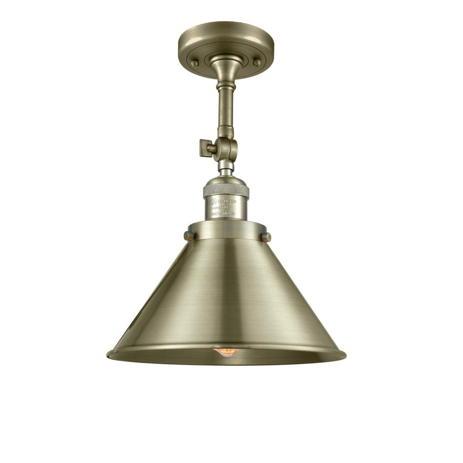 Shown in Antique Brass finish and Antique Brass glass and Antique Brass shade and No Accent accent