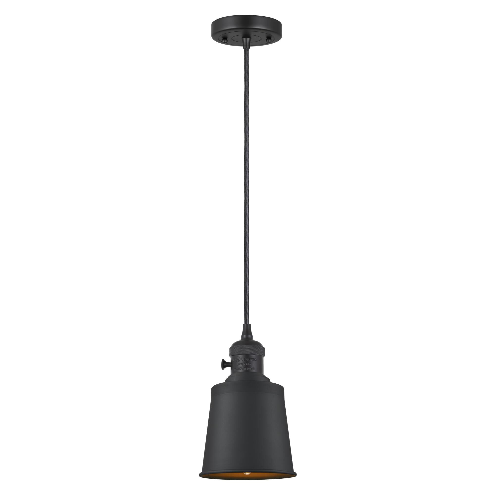 Shown in Matte Black finish and Matte Black Addison shade