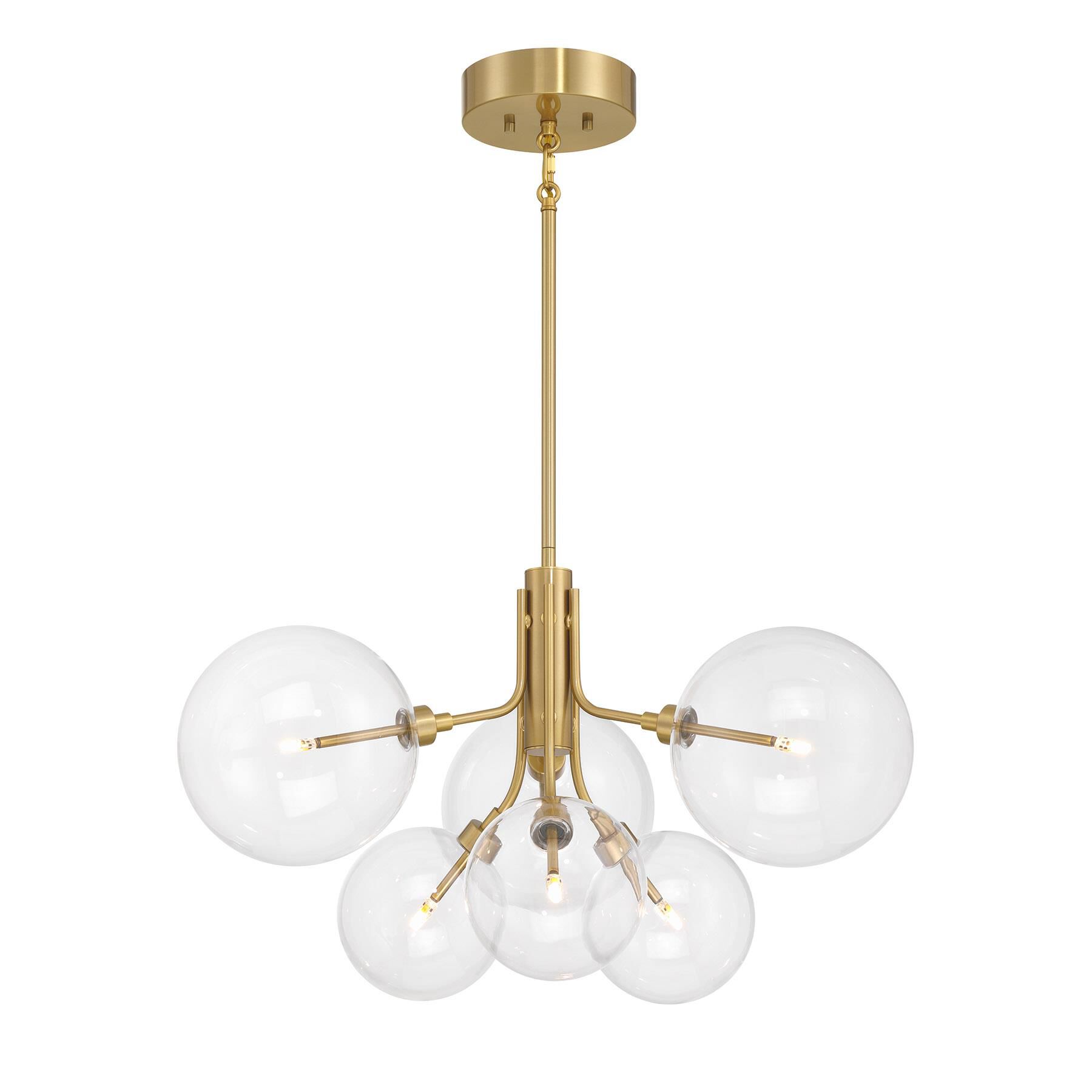 Shown in Natural Brass finish and Clear glass