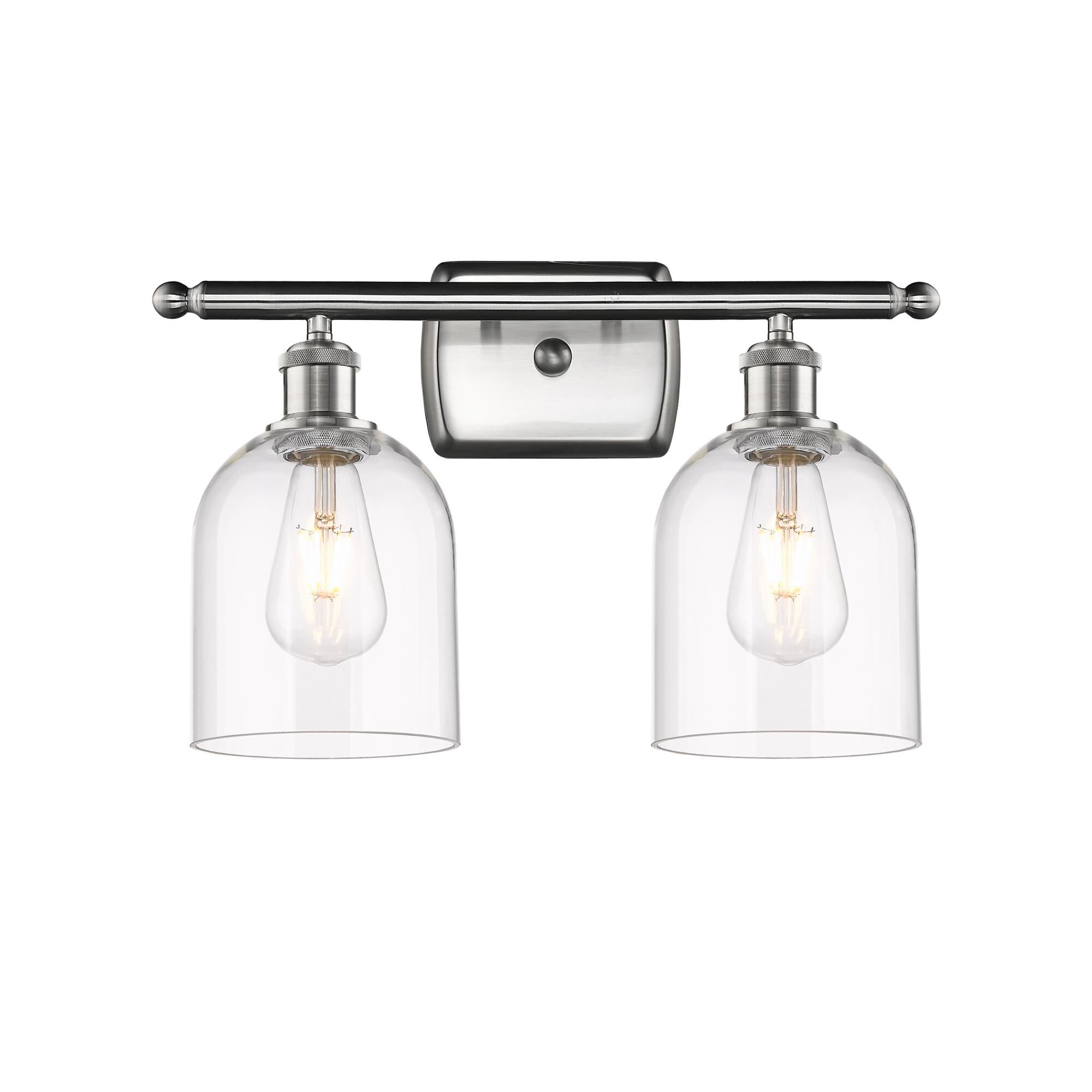 Shown in Brushed Satin Nickel finish and Clear glass