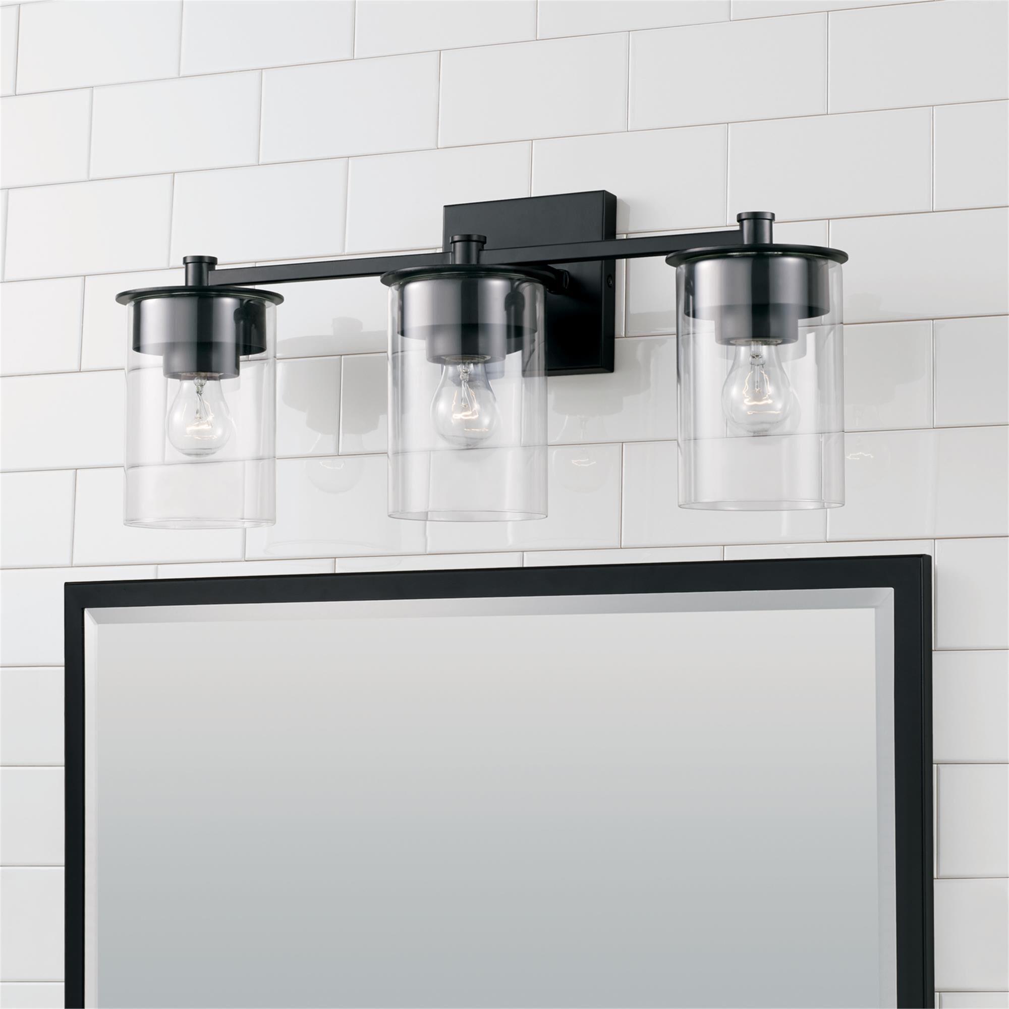 Shown in Matte Black finish and Clear glass