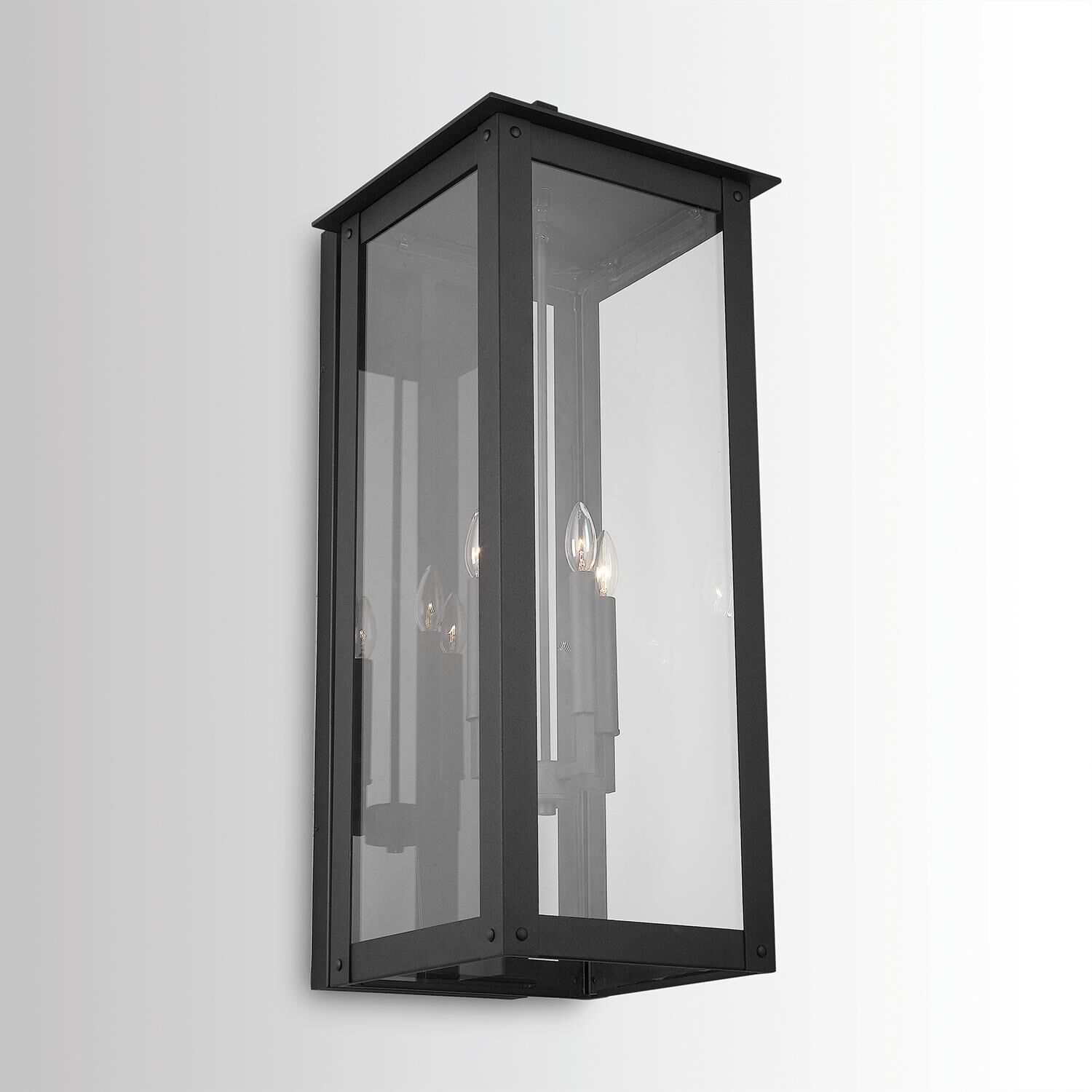 Shown in Black finish and Clear glass