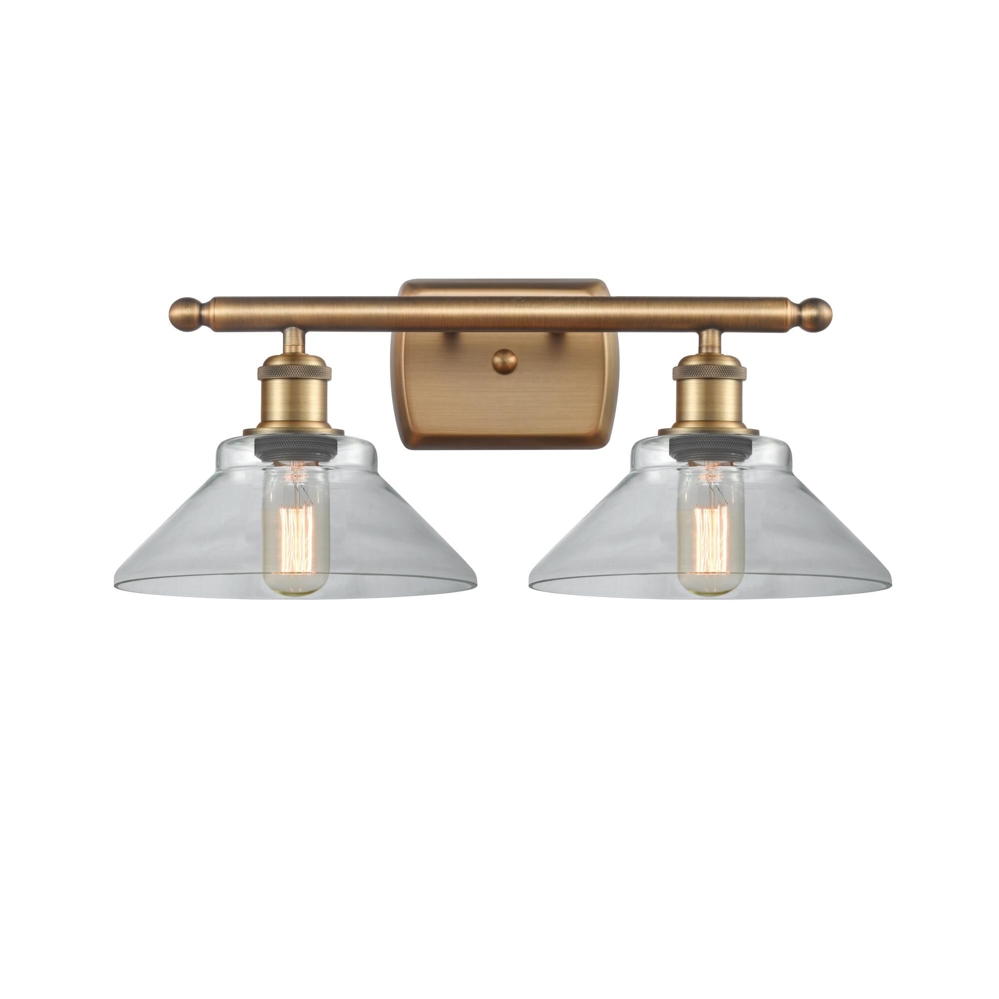 Shown in Brushed Brass finish and Disc glass and Glass shade