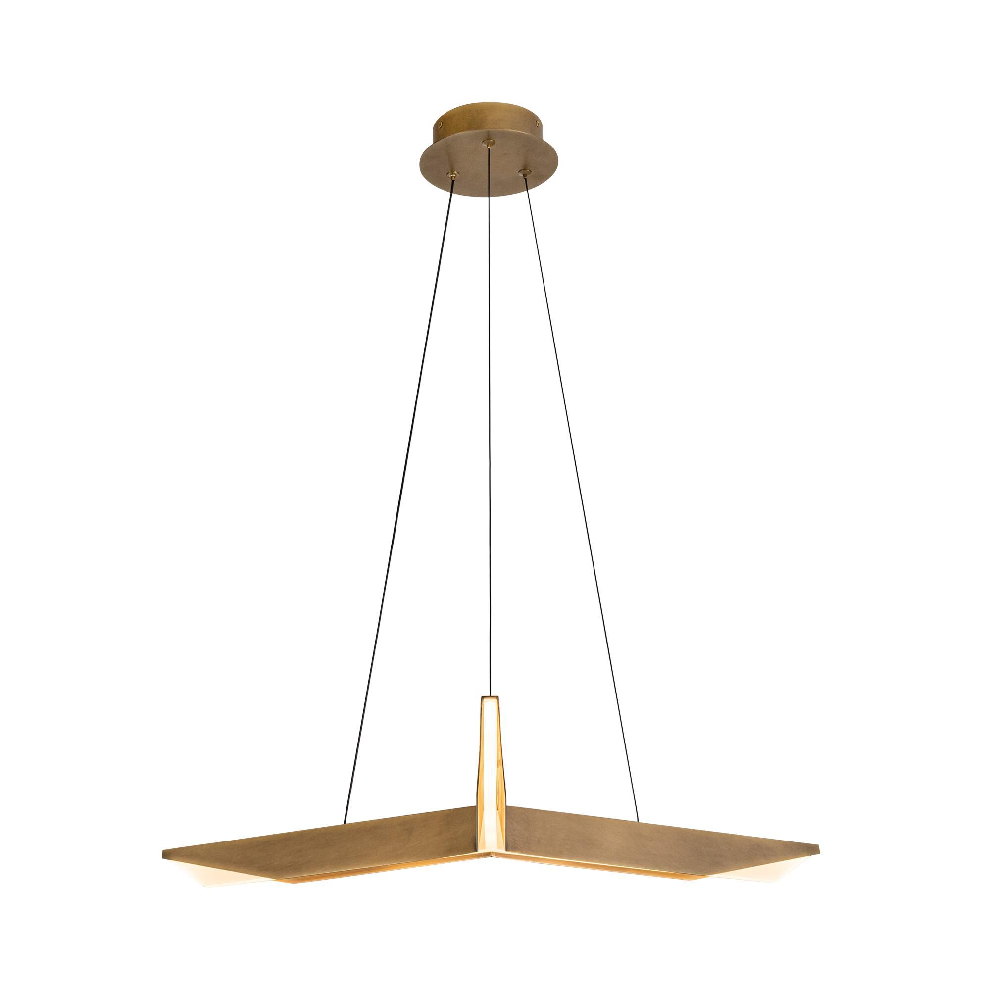 Shown in Vintage Brass finish and Frosted Acrylic Light Guide glass