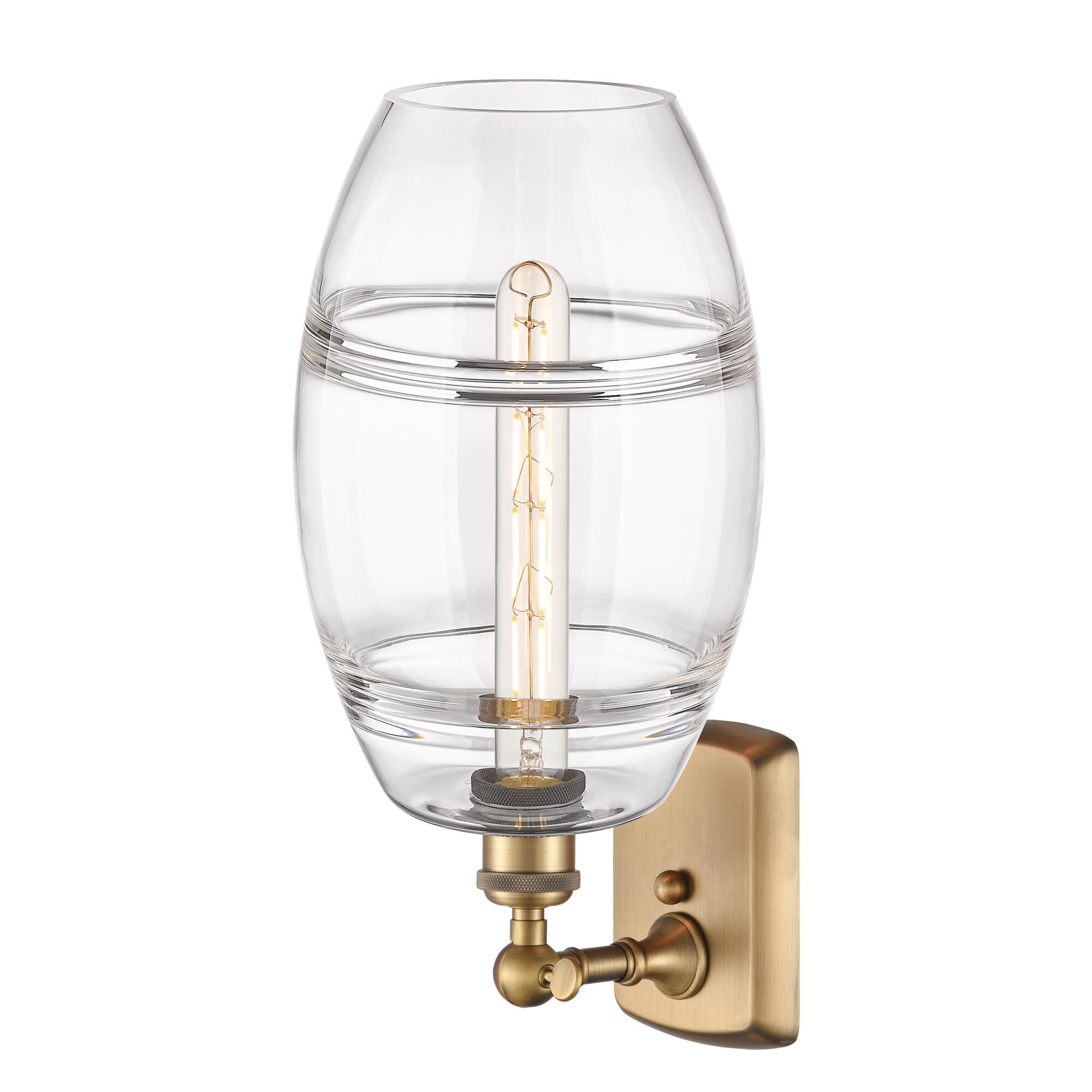 Shown in Brushed Brass finish and Clear glass