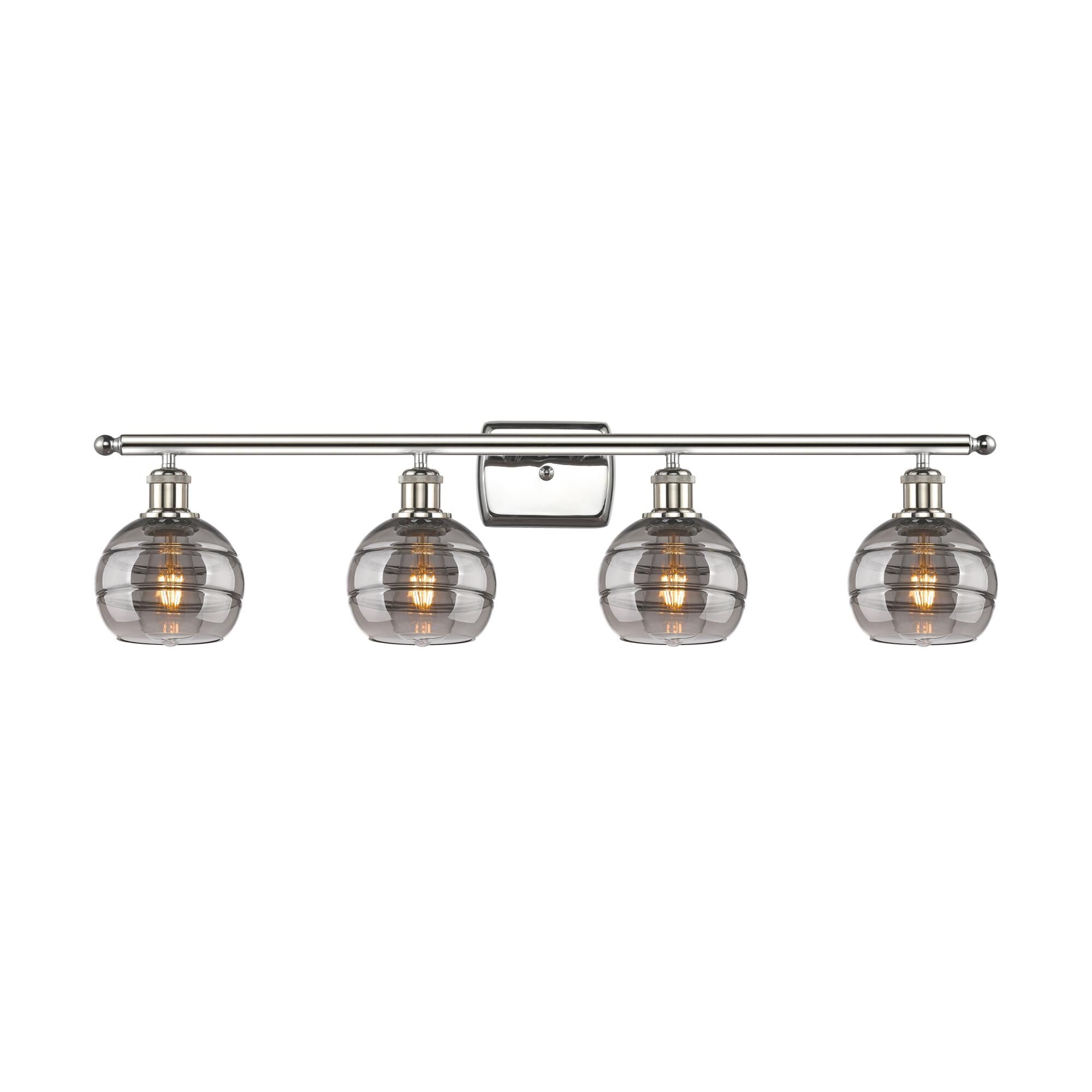 Shown in Polished Nickel finish and Light Smoke glass