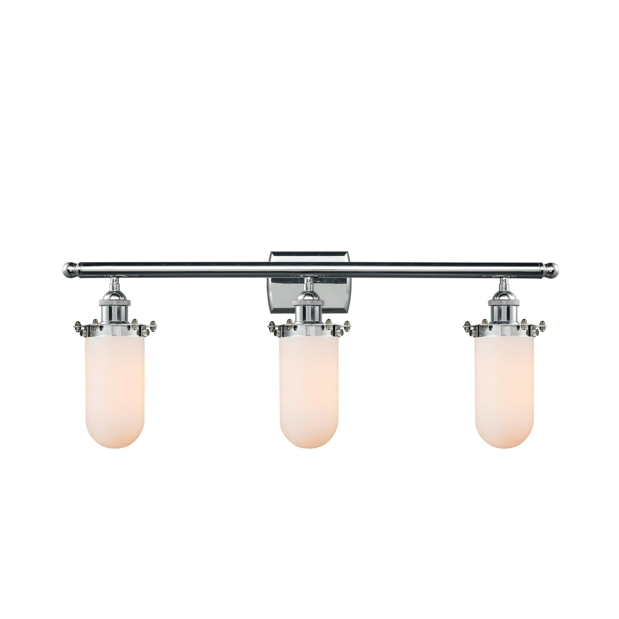 Shown in Polished Chrome finish and Matte White Cased glass