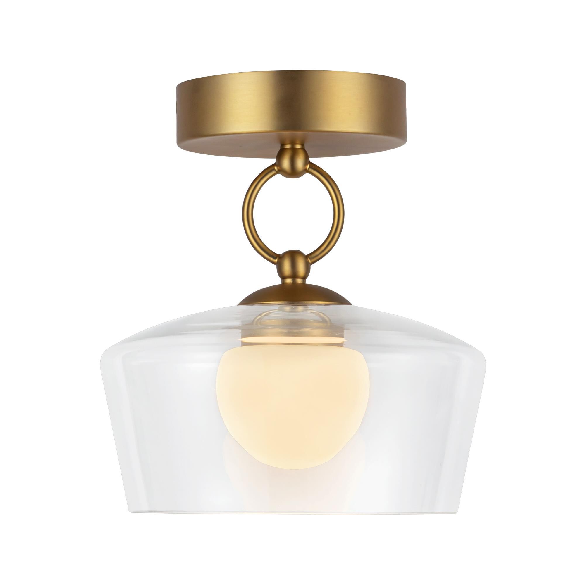Shown in Brushed Gold finish and Clear Opal Diffuser glass