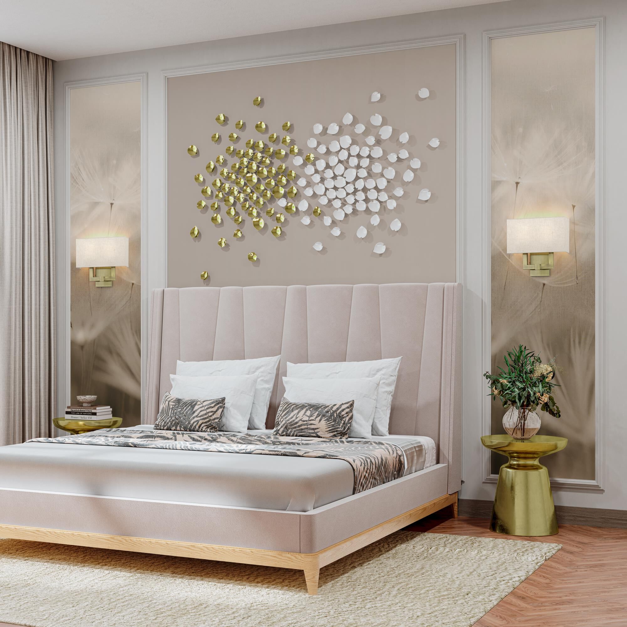 Shown in Antique Brass finish and Hand Crafted Oatmeal Color Fabric with White Color Inside shade