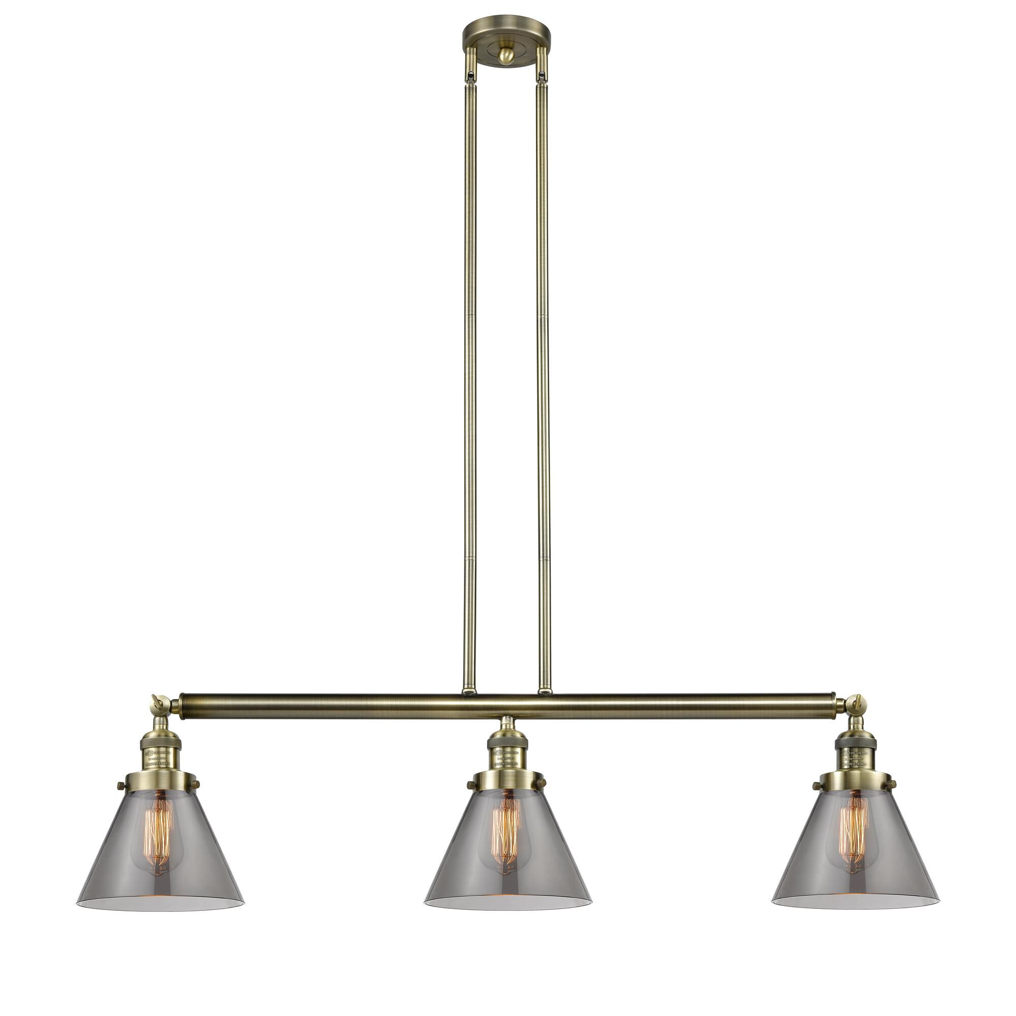 Shown in Antique Brass finish and Smoked glass