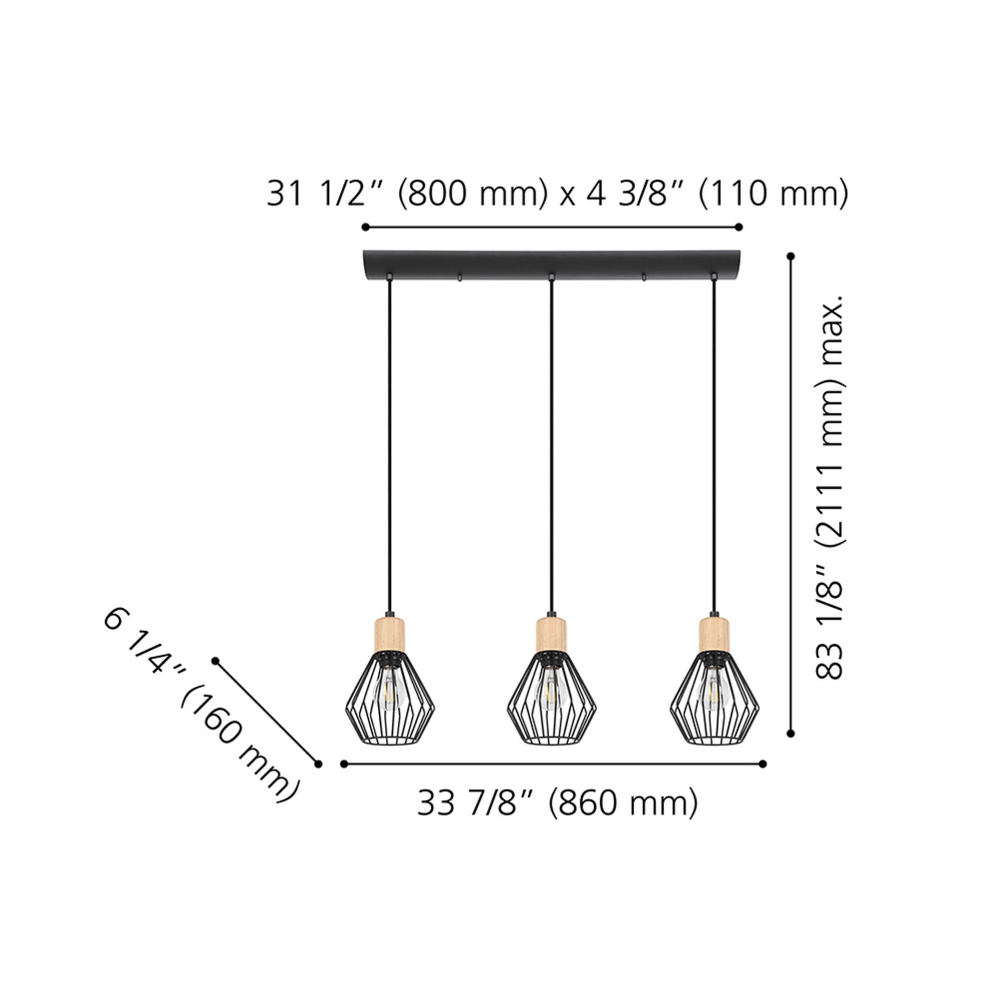 Palmorla 31 Inch 3 Light Linear Suspension Light by Eglo Lighting