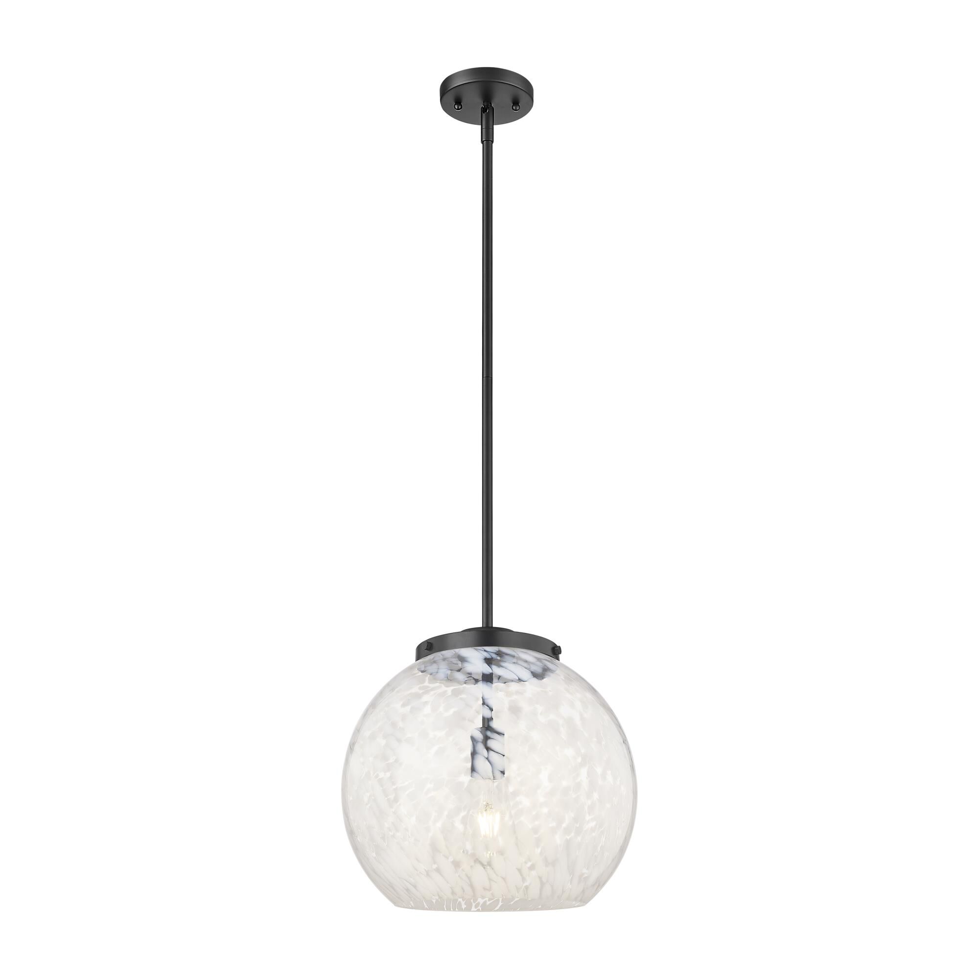 Shown in Matte Black finish and White Mouchette glass