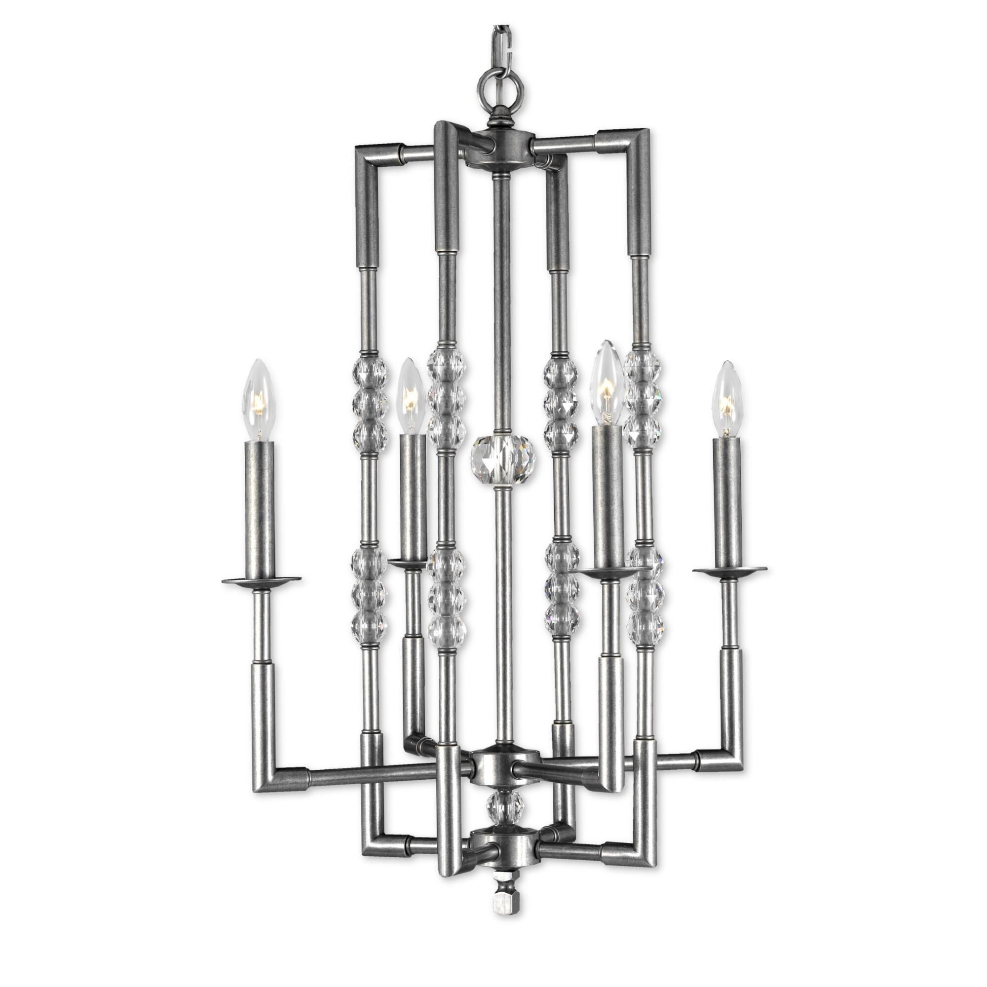 Magro 4 Light Mini Chandelier by American Brass and Crystal
