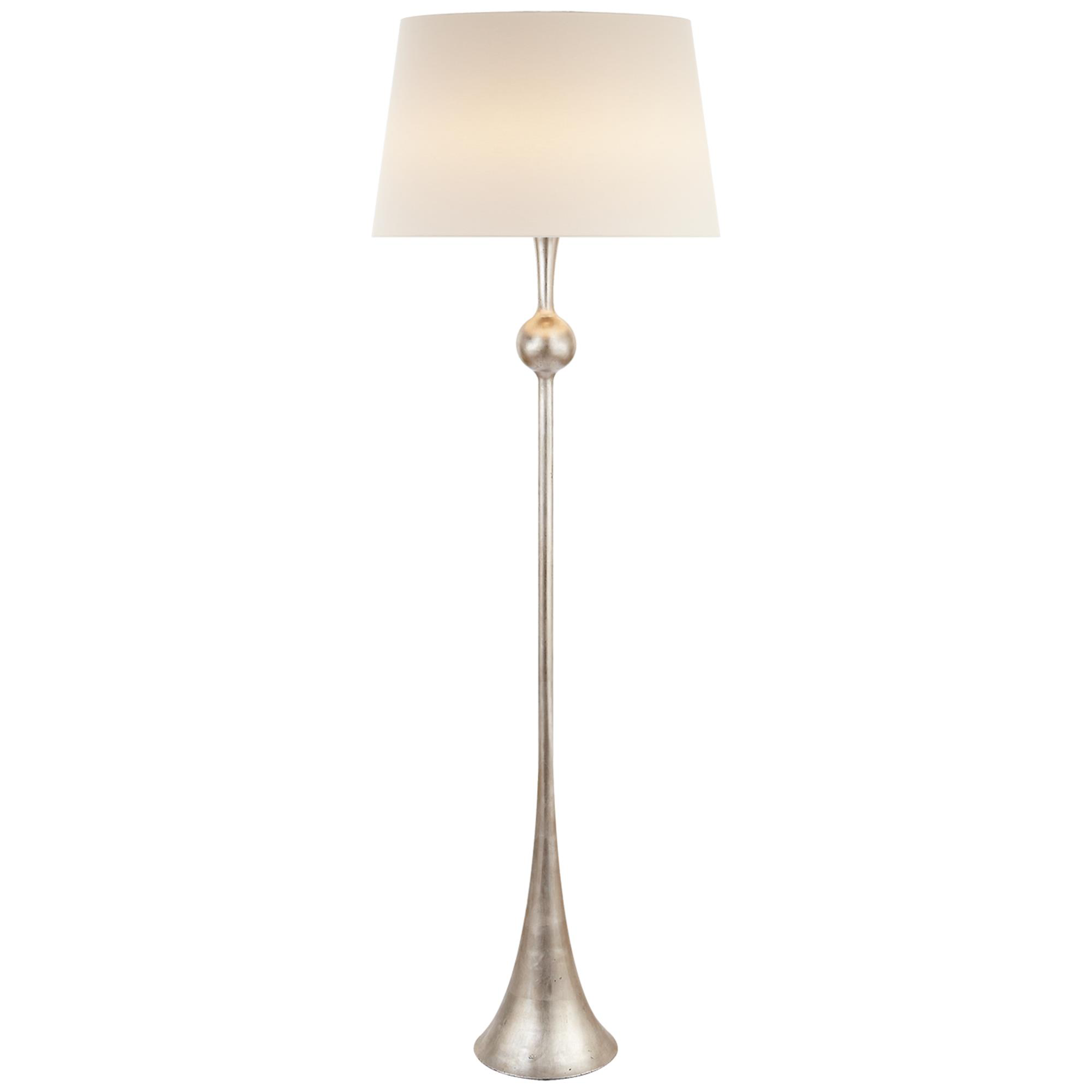 Shown in Burnished Silver Leaf finish and Linen shade