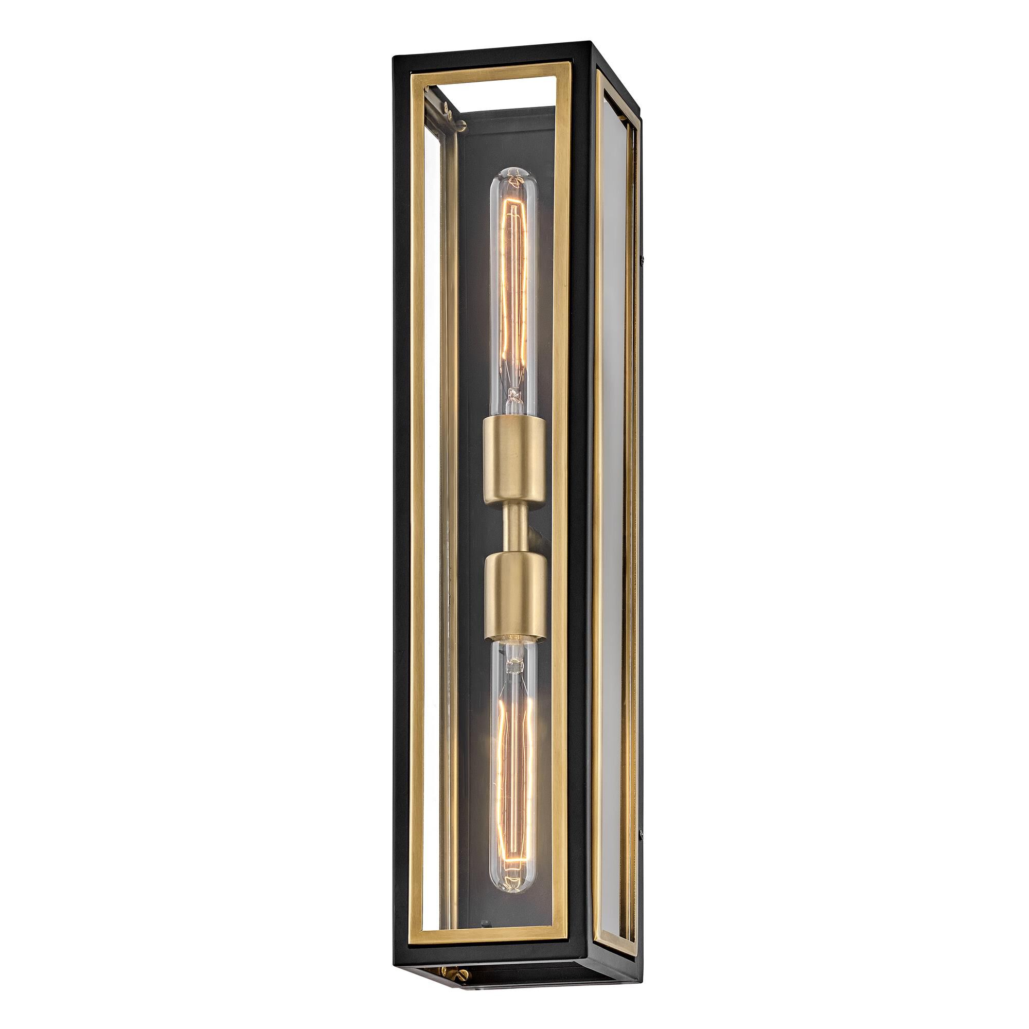 Shown in Black with Heritage Brass Accents finish and Clear glass