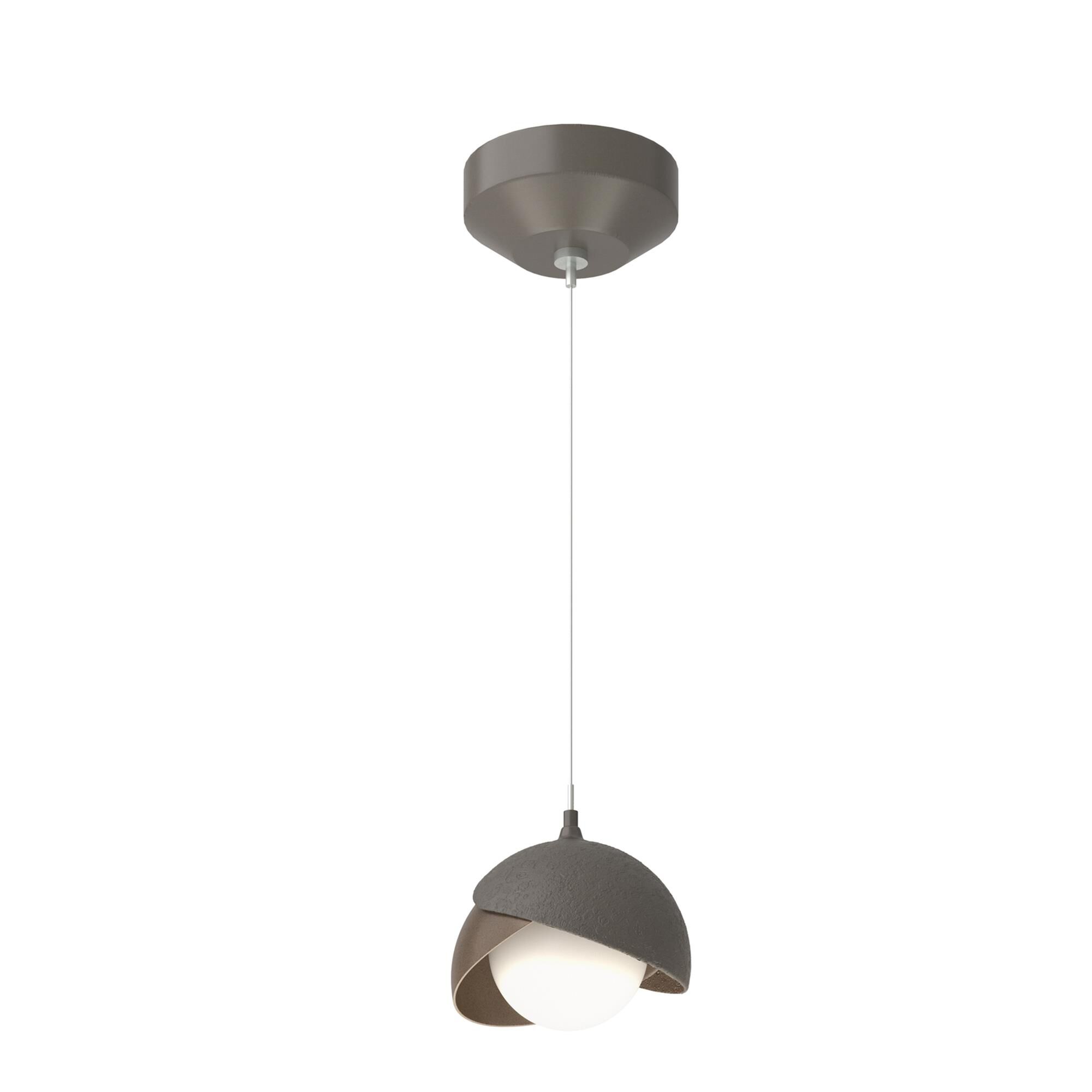 Shown in Dark Smoke finish and Opal glass and Bronze  accent