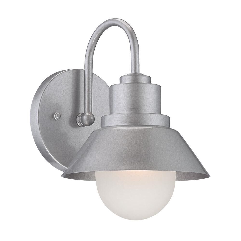 Shown in Brushed Silver finish and Frosted glass and Frosted Glass Dome Shaped Globe shade