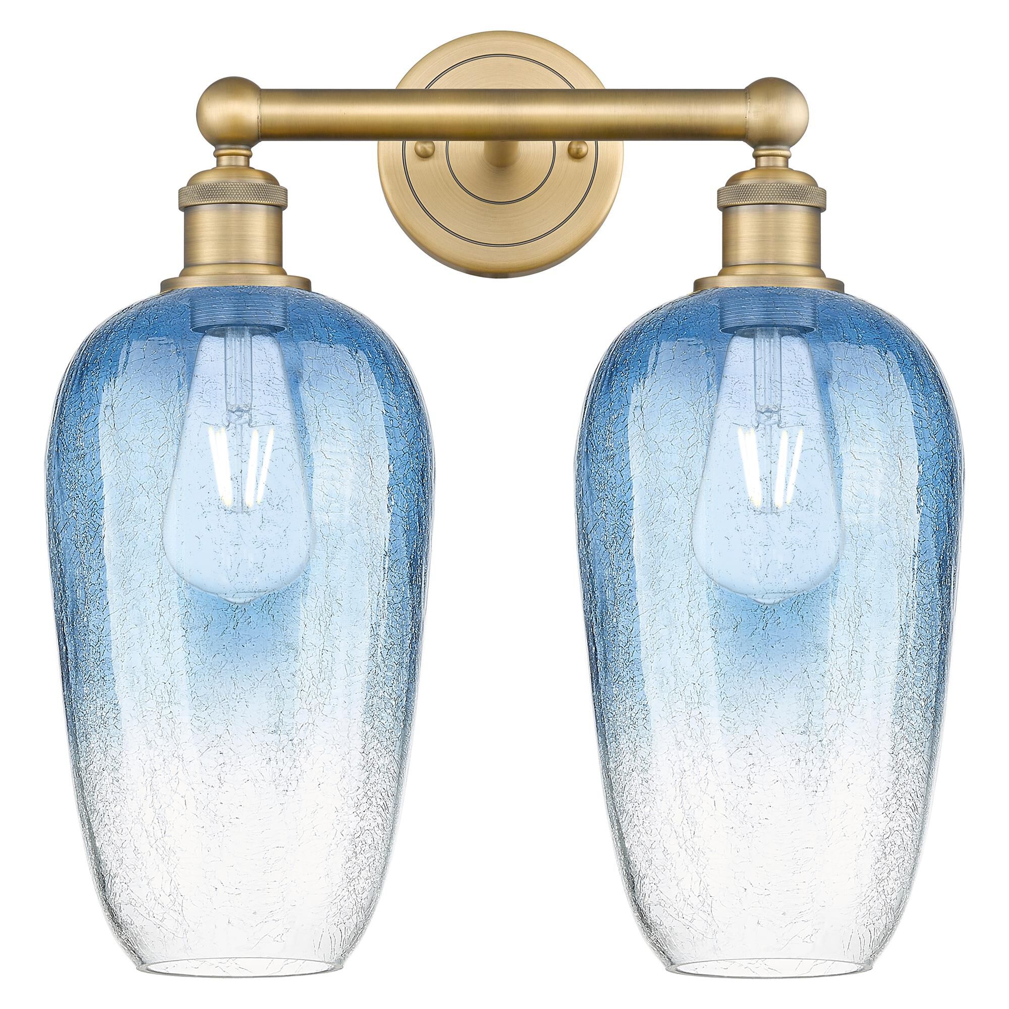 Shown in Brushed Brass finish and Sapphire Blue glass