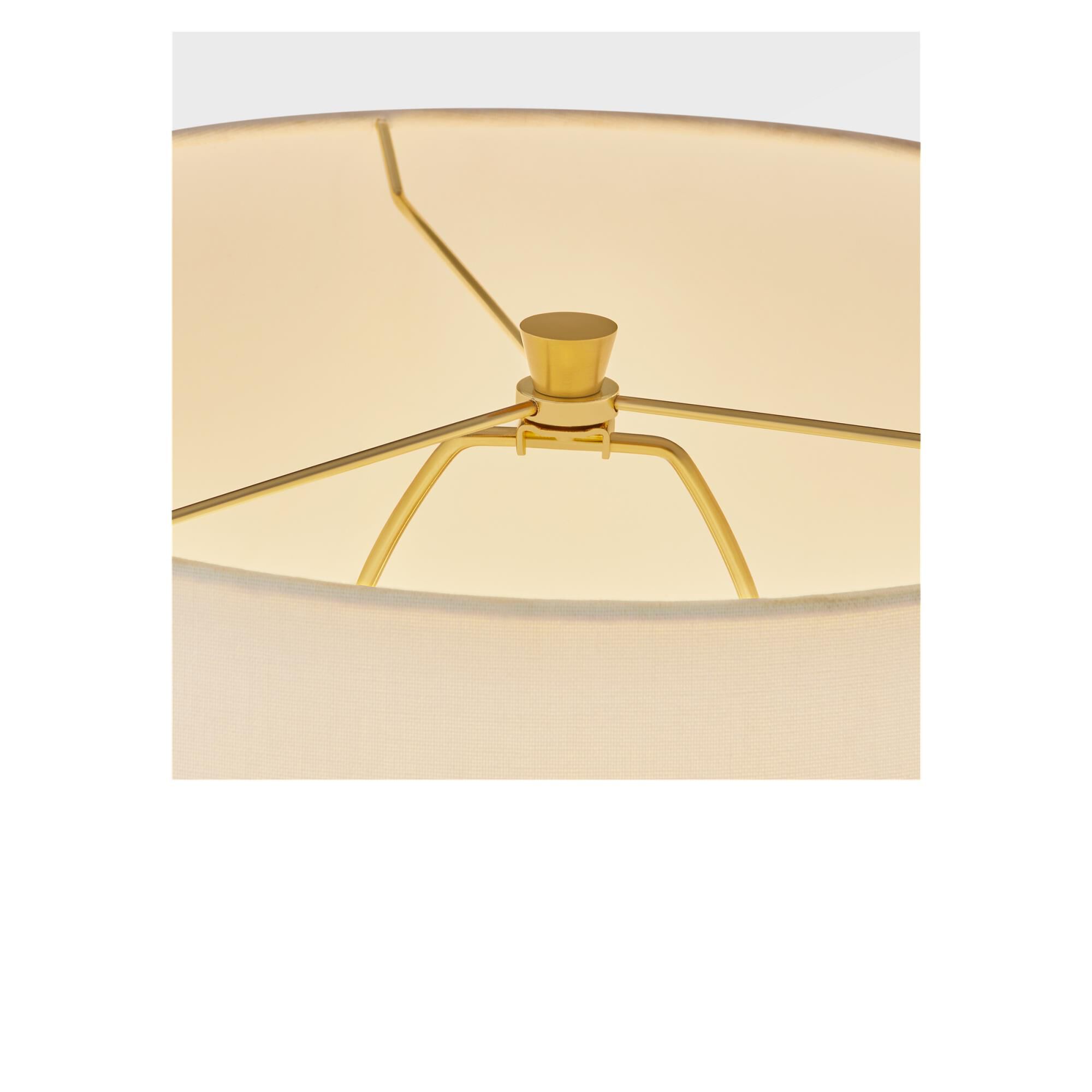 Shown in Green finish and White Linen Fabric shade