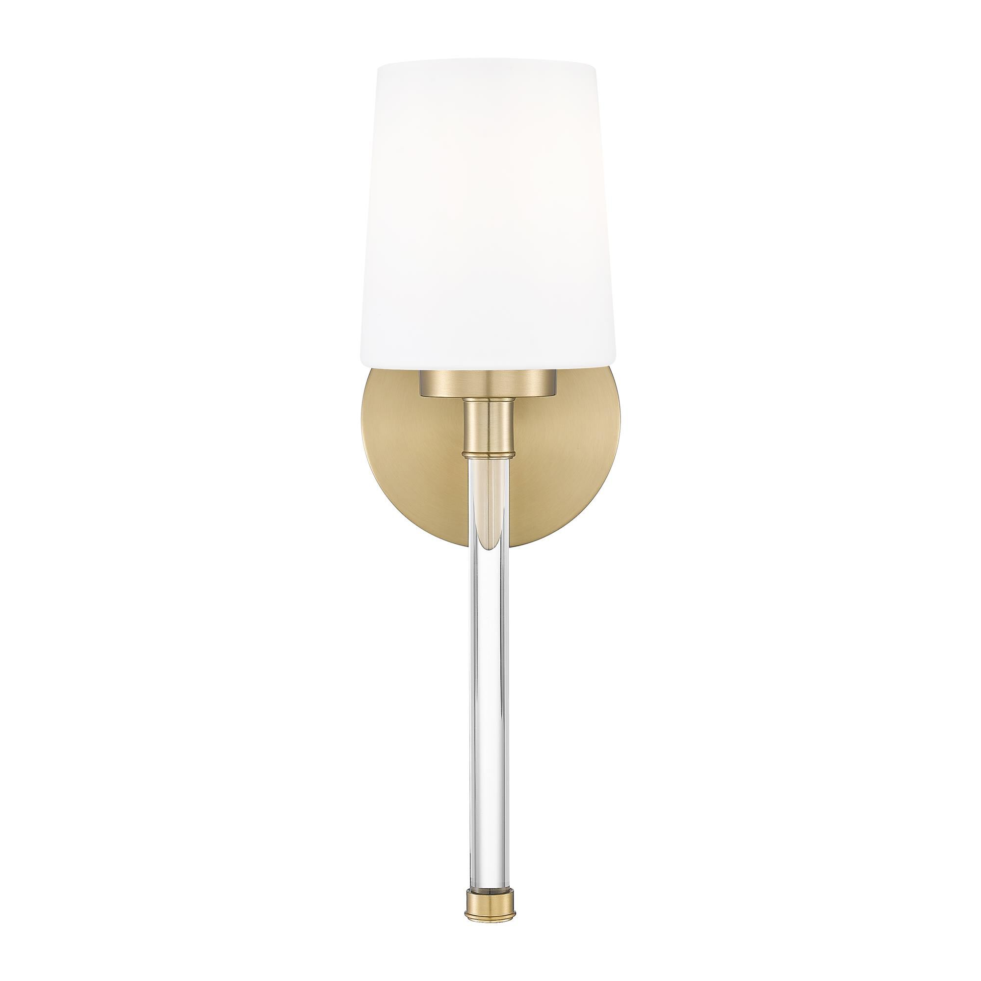 Shown in Modern Gold finish and White Opal glass