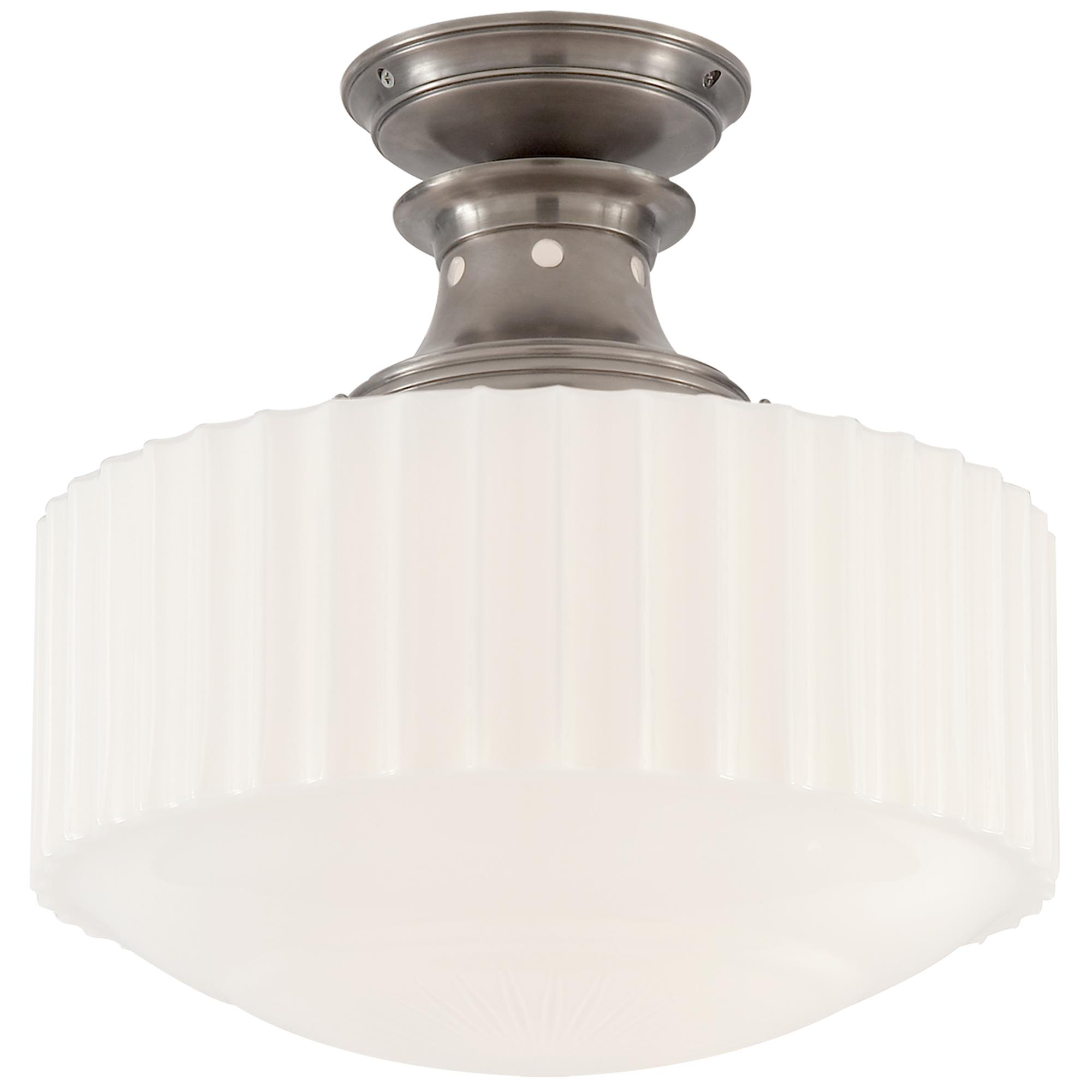 Shown in Antique Nickel finish and White glass