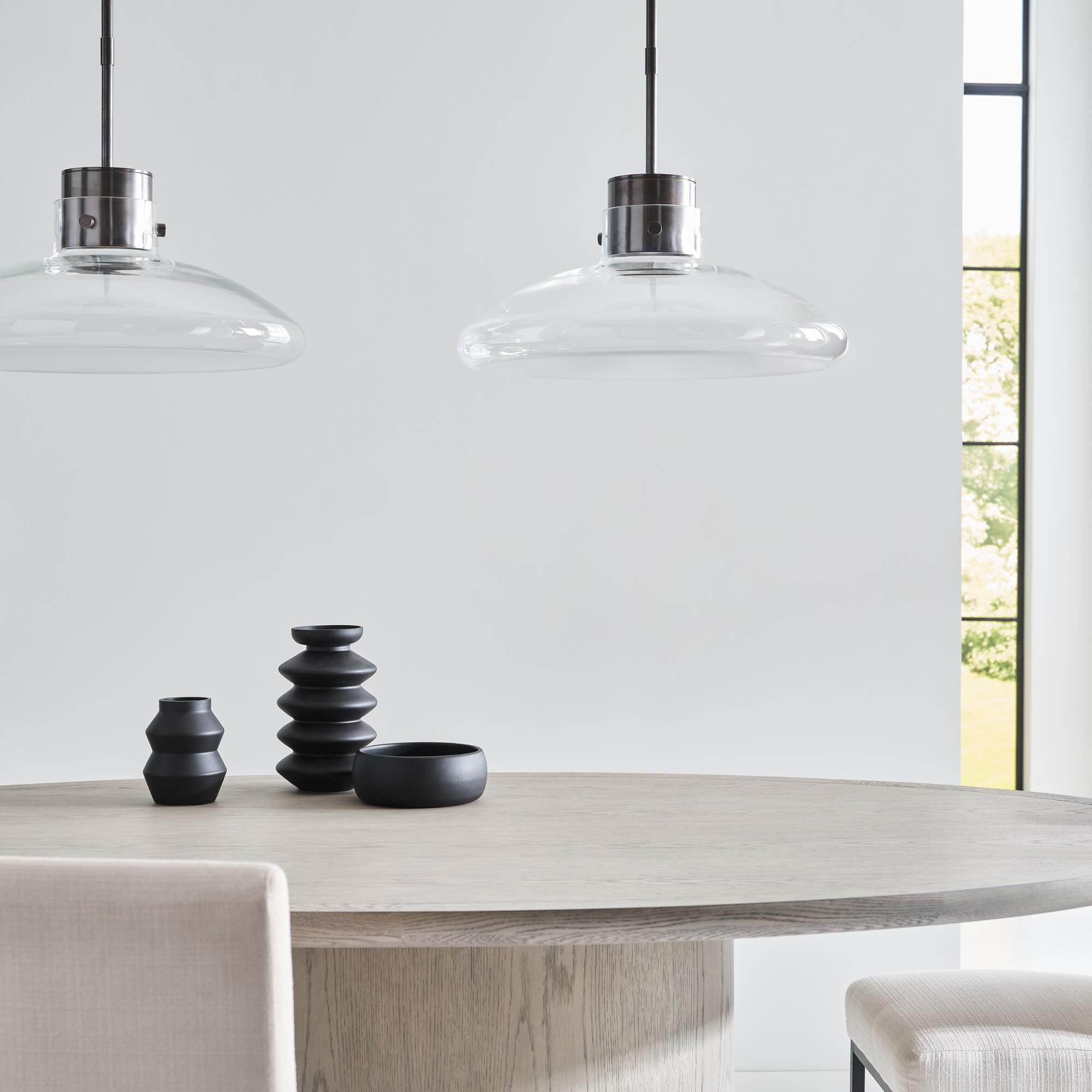 Shown in Burnished Bronze finish and Clear glass