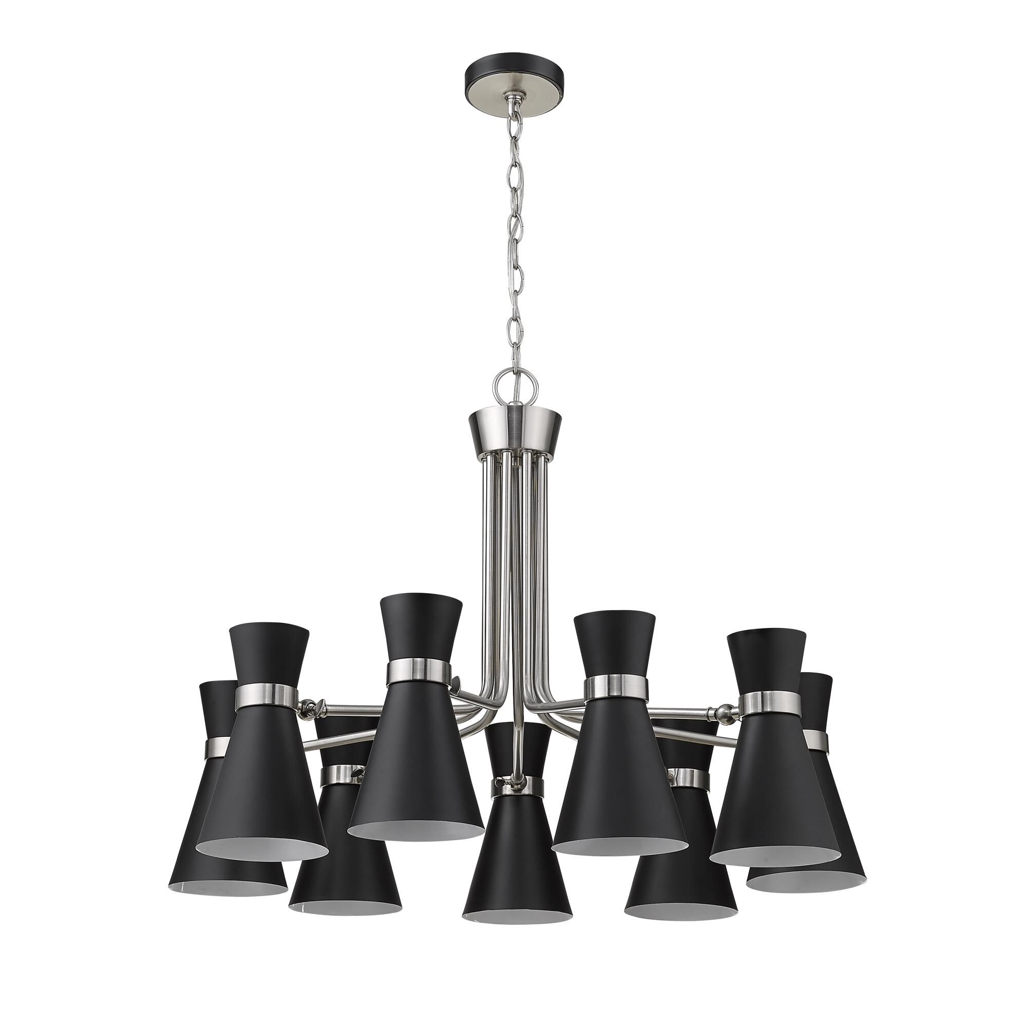 Shown in Matte Black + Brushed Nickel finish and Metal glass and Metal shade