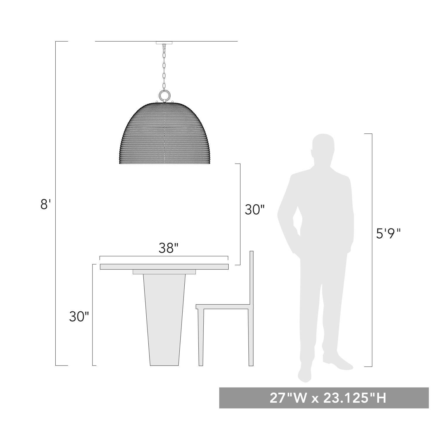 Rue 21 Inch Large Pendant by Golden Lighting