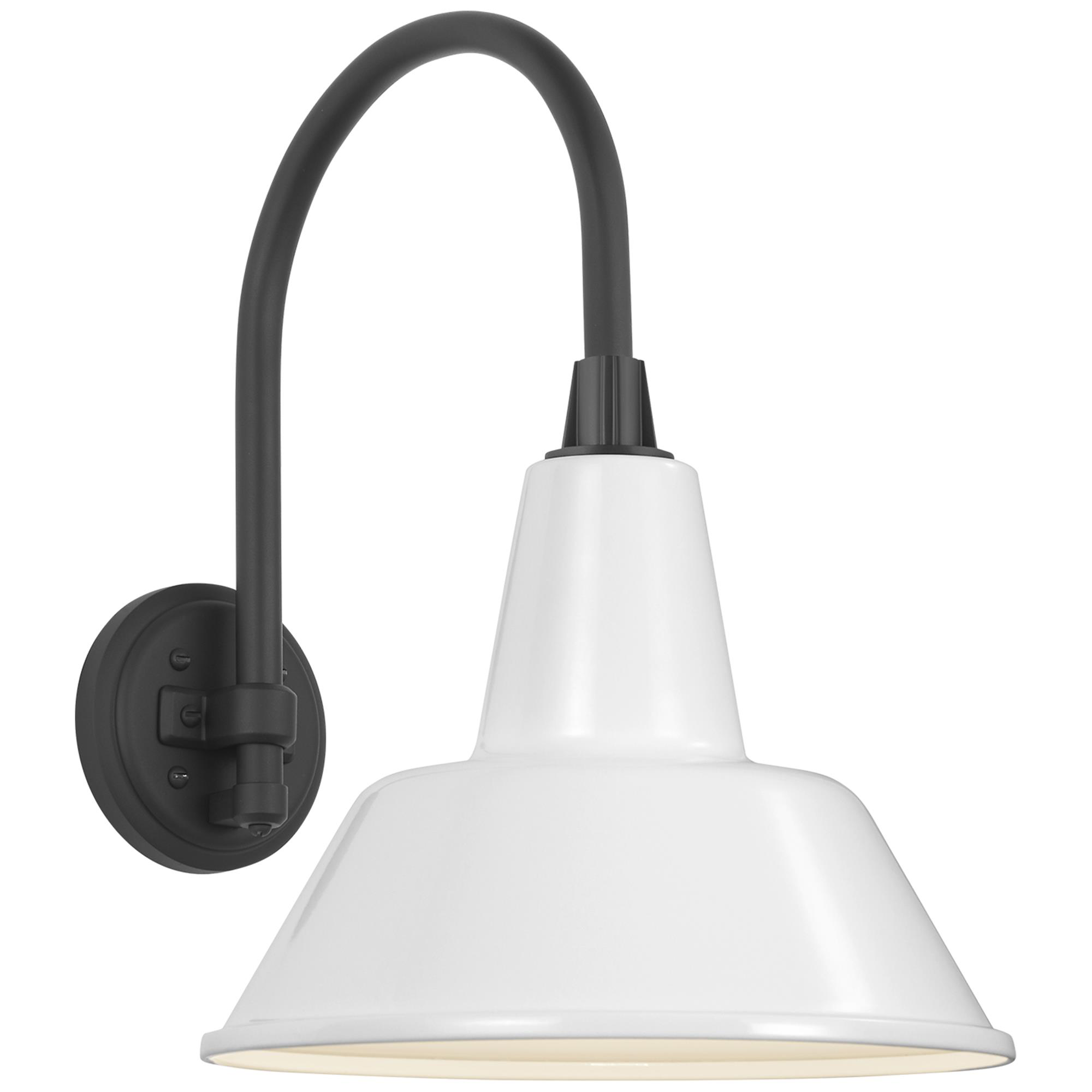 Shown in Matte Black finish and White Bowers shade
