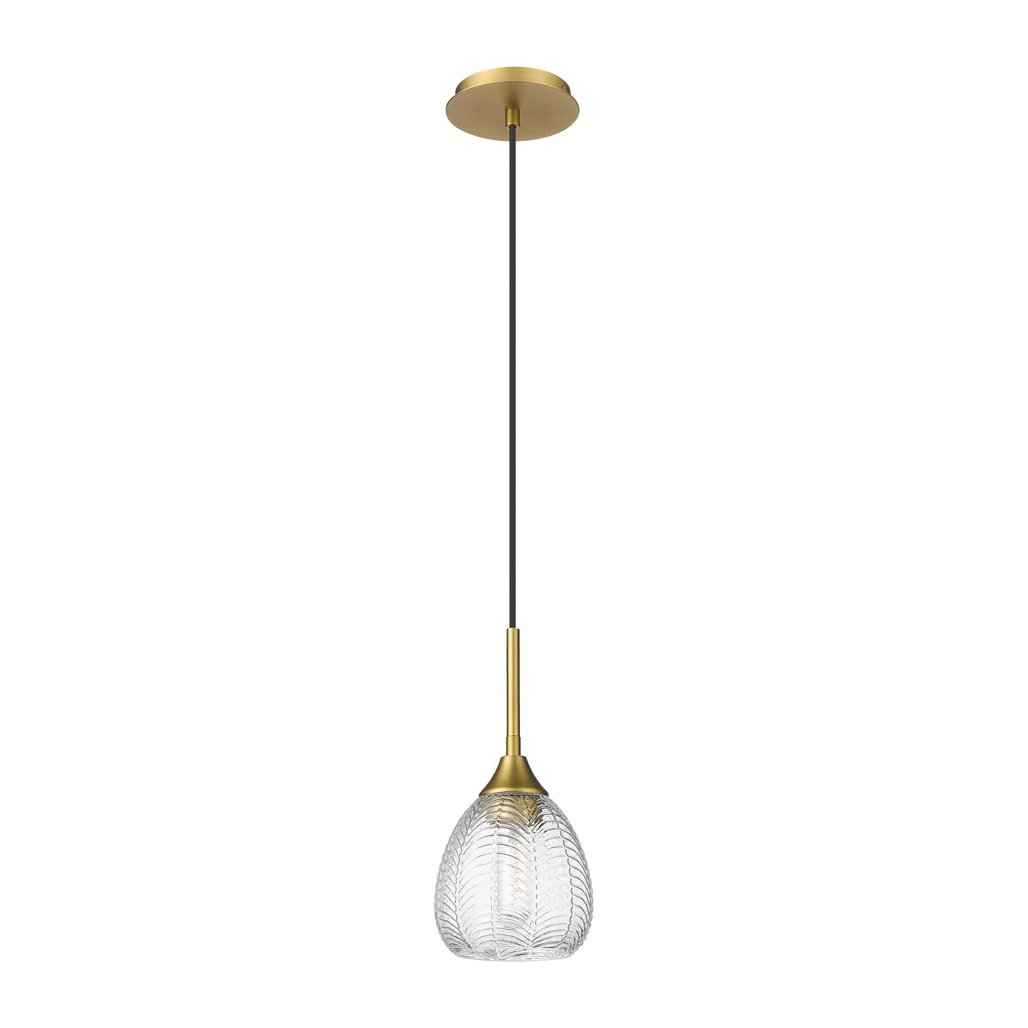 Shown in Brushed Brass finish and Clear shade