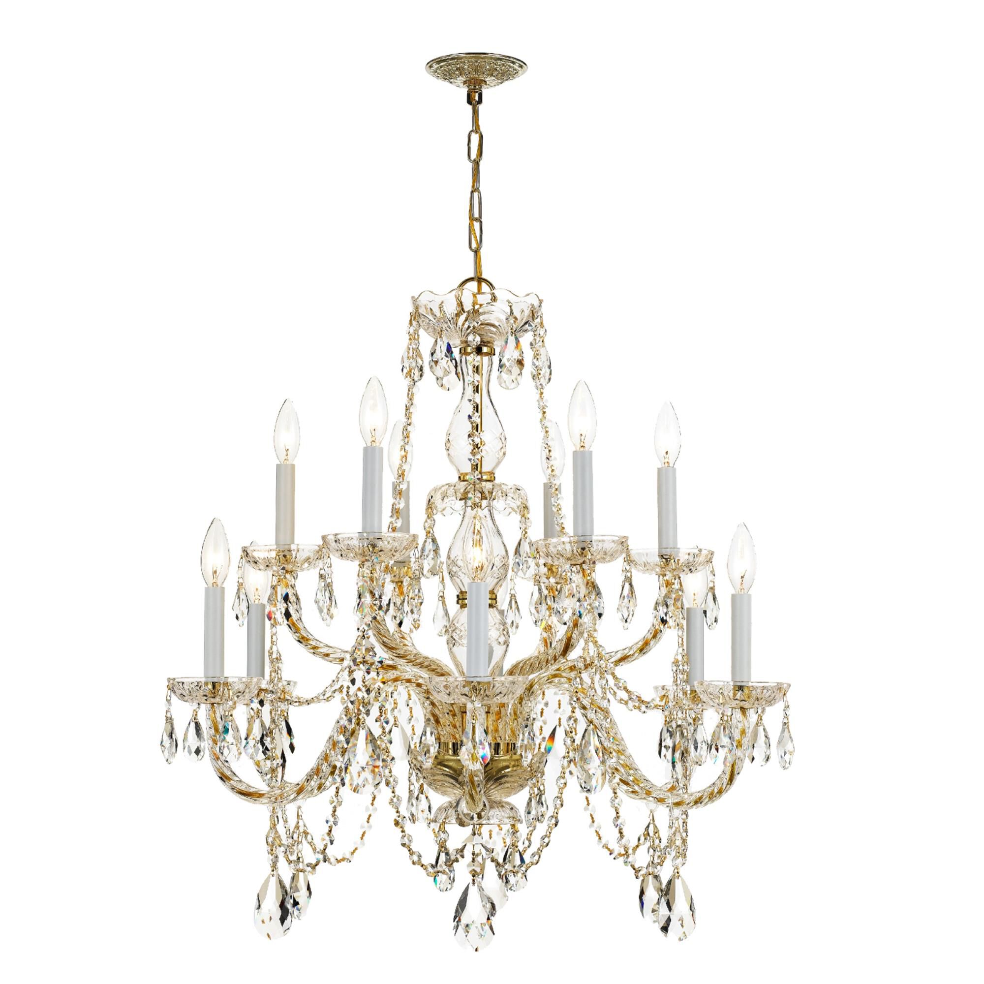 Shown in Polished Brass finish and Clear Italian crystal