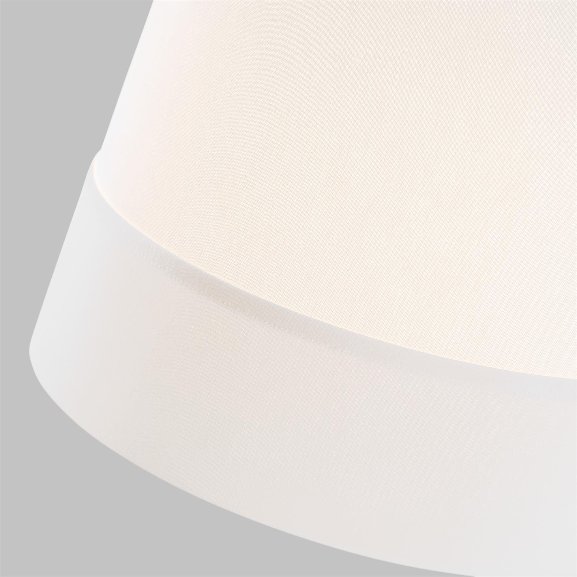 Shown in Time Worn Brass finish and Etched Glass Diffuser And White Linen W/White Inlay Fabric shade