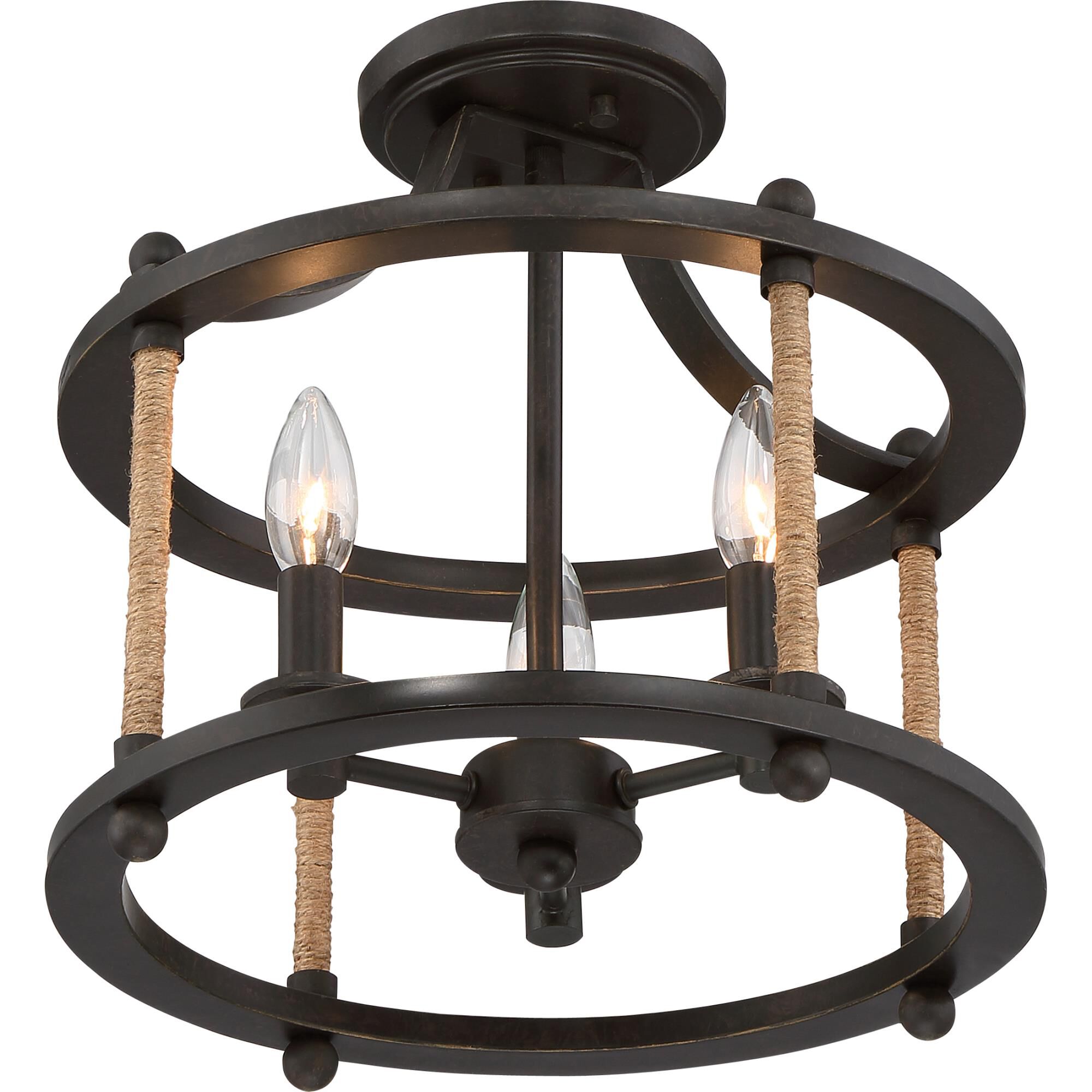 Frontier 13 Inch 3 Light Semi Flush Mount by Quoizel