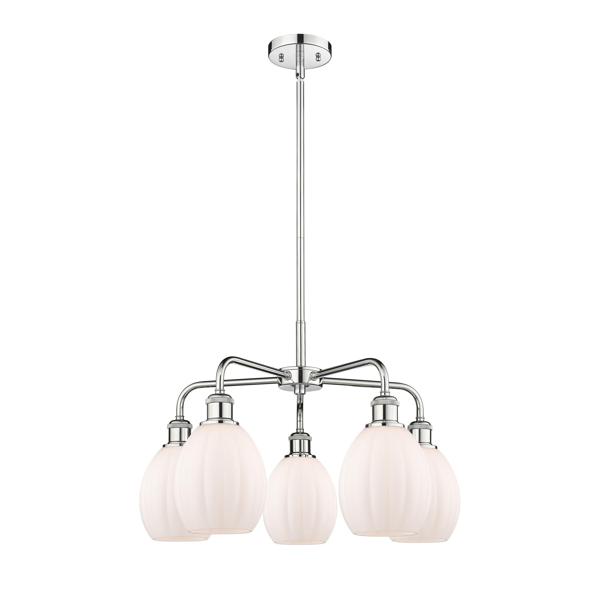 Shown in Polished Chrome finish and Matte White glass