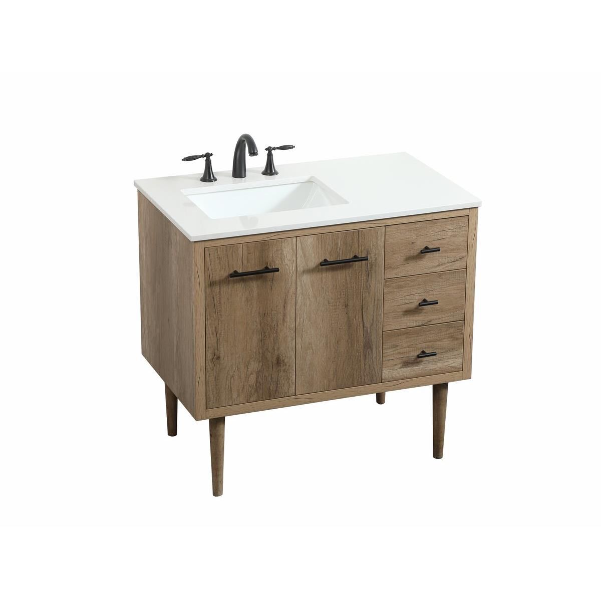 Shown in Natural Oak finish and No Backsplash accent