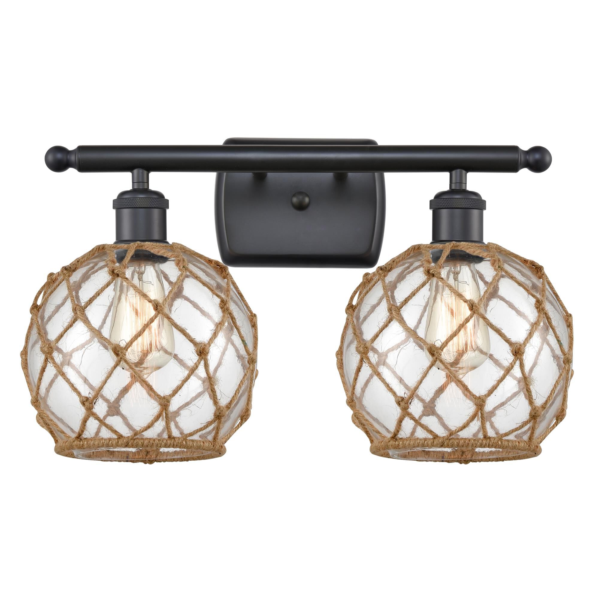 Shown in Matte Black finish and Clear With Black Rope glass