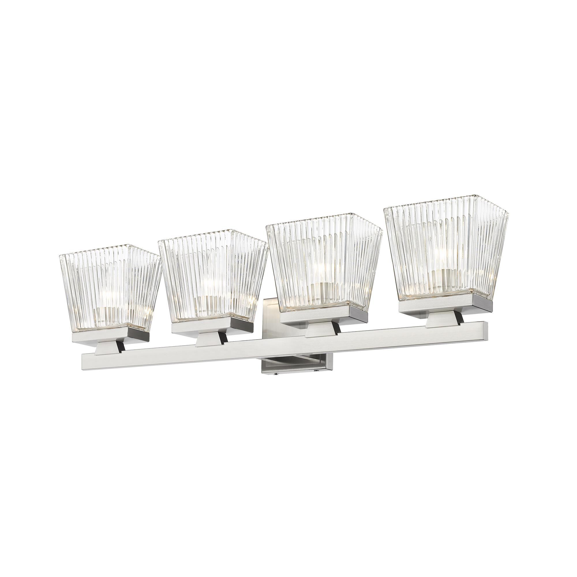 Shown in Brushed Nickel finish and Glass shade