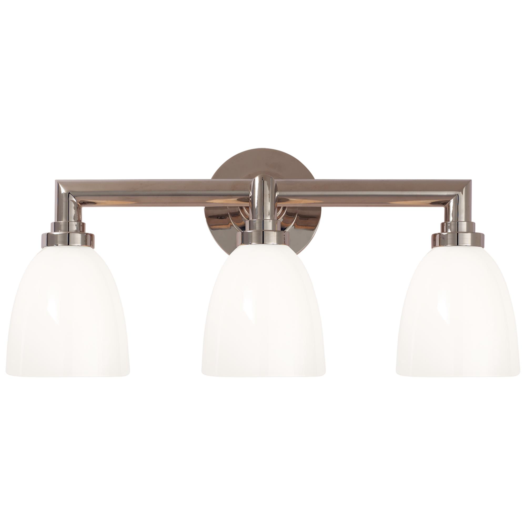 Shown in Chrome finish and White glass