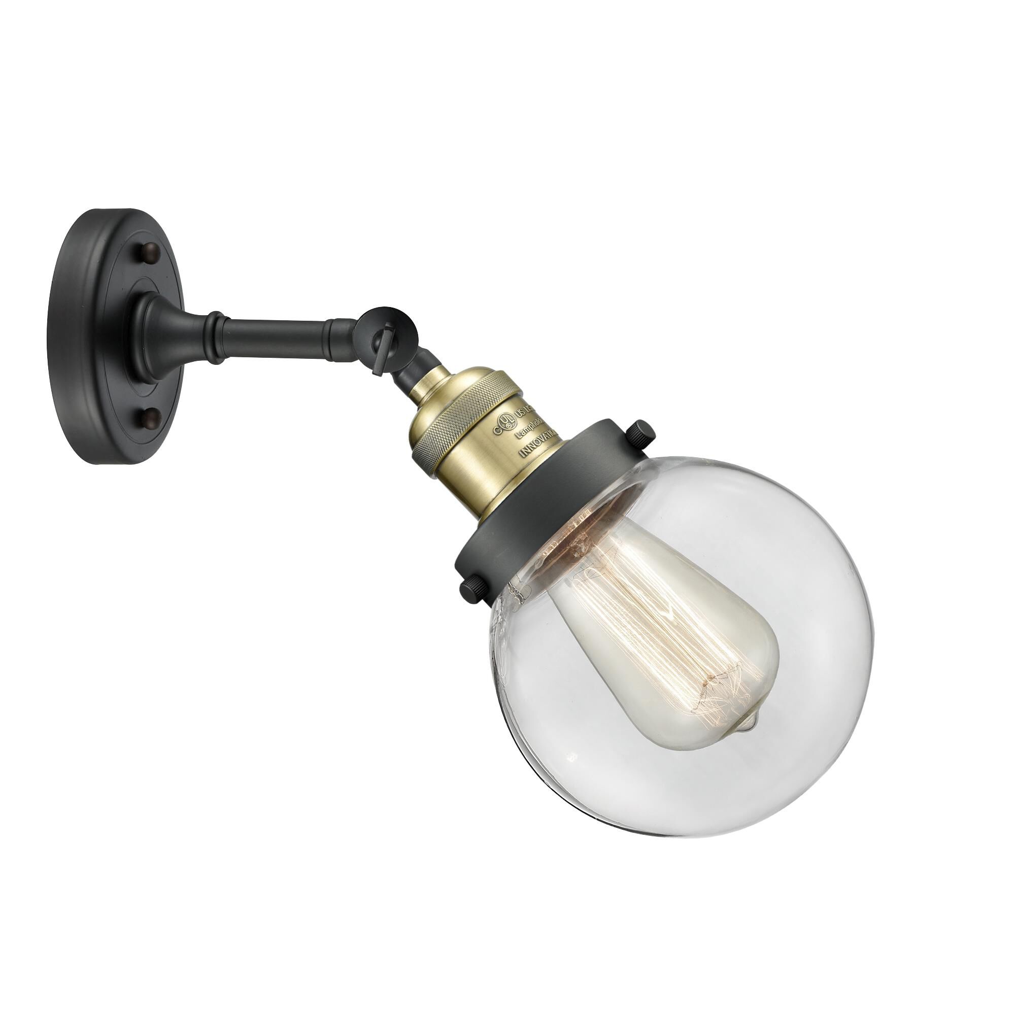 Shown in Black Antique Brass finish and Clear glass and No Accent accent