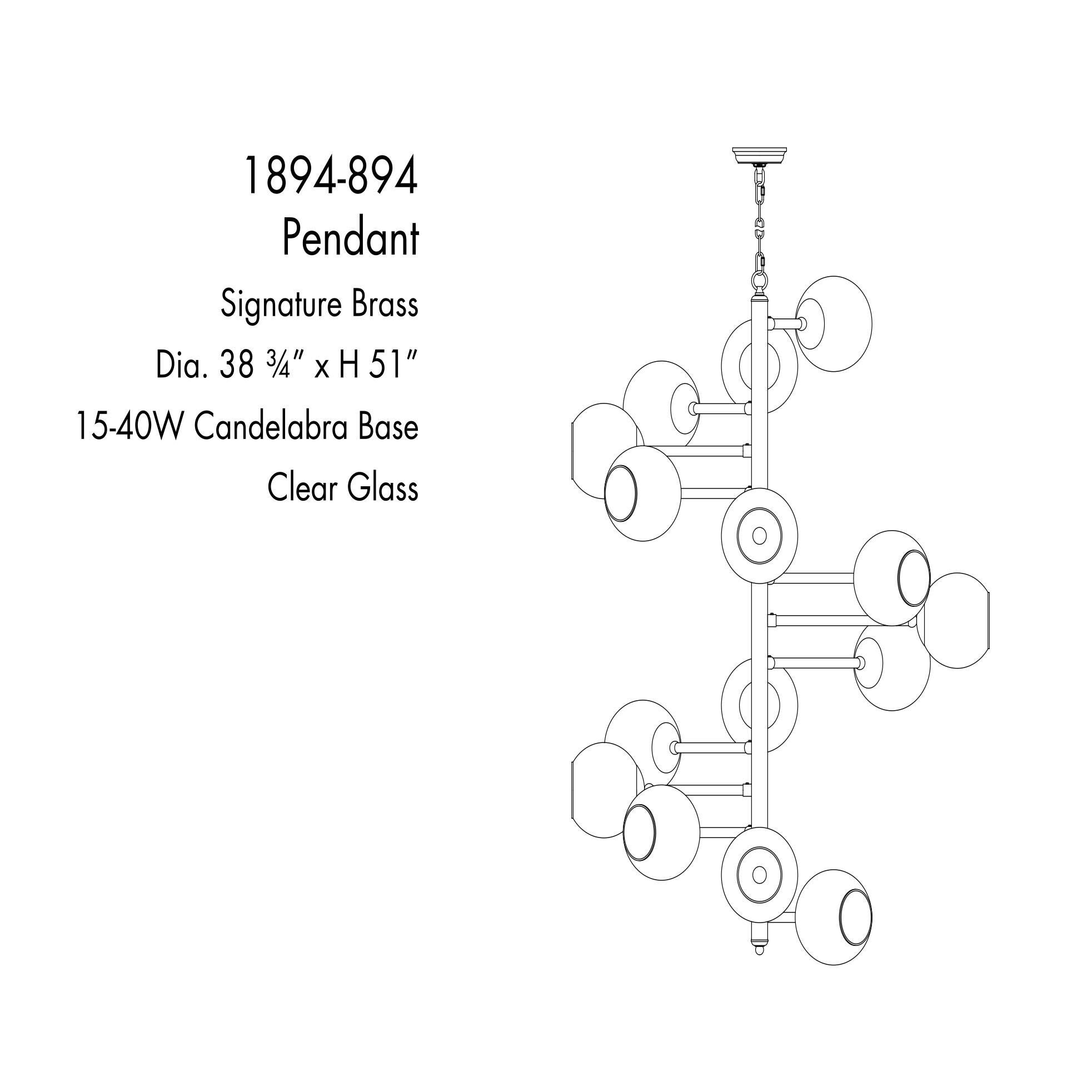 Shown in Signature Brass finish and Clear glass