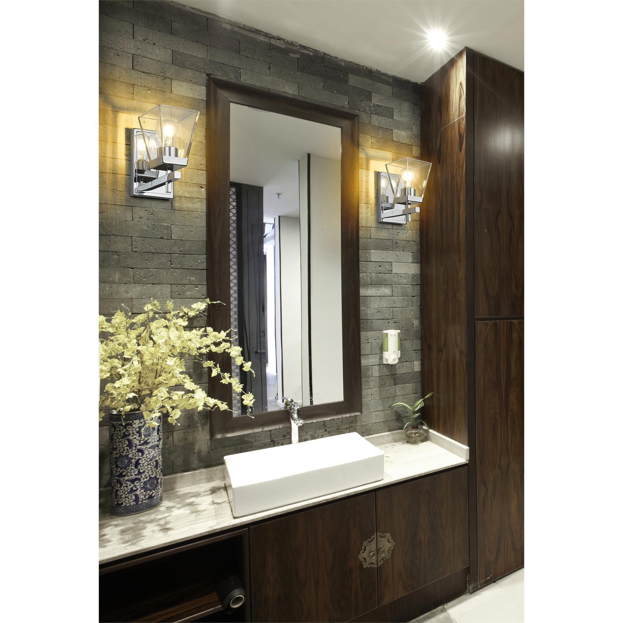 Shown in Chrome finish and Clear glass