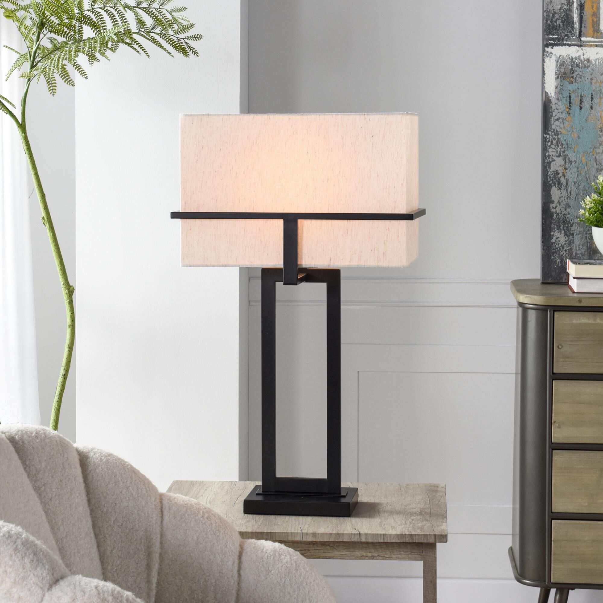 Shown in Black finish and Beige shade