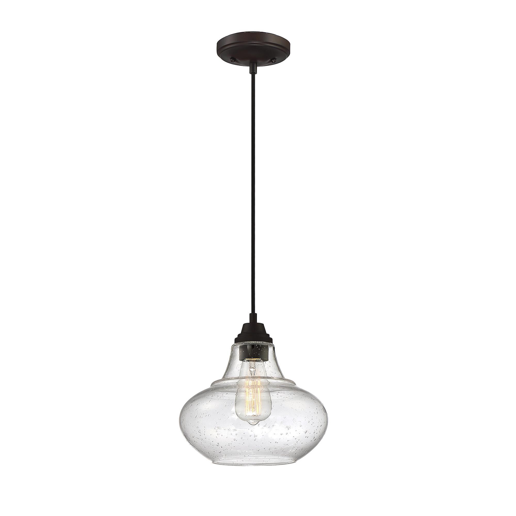 Shown in Oil Rubbed Bronze finish and Clear Seeded glass