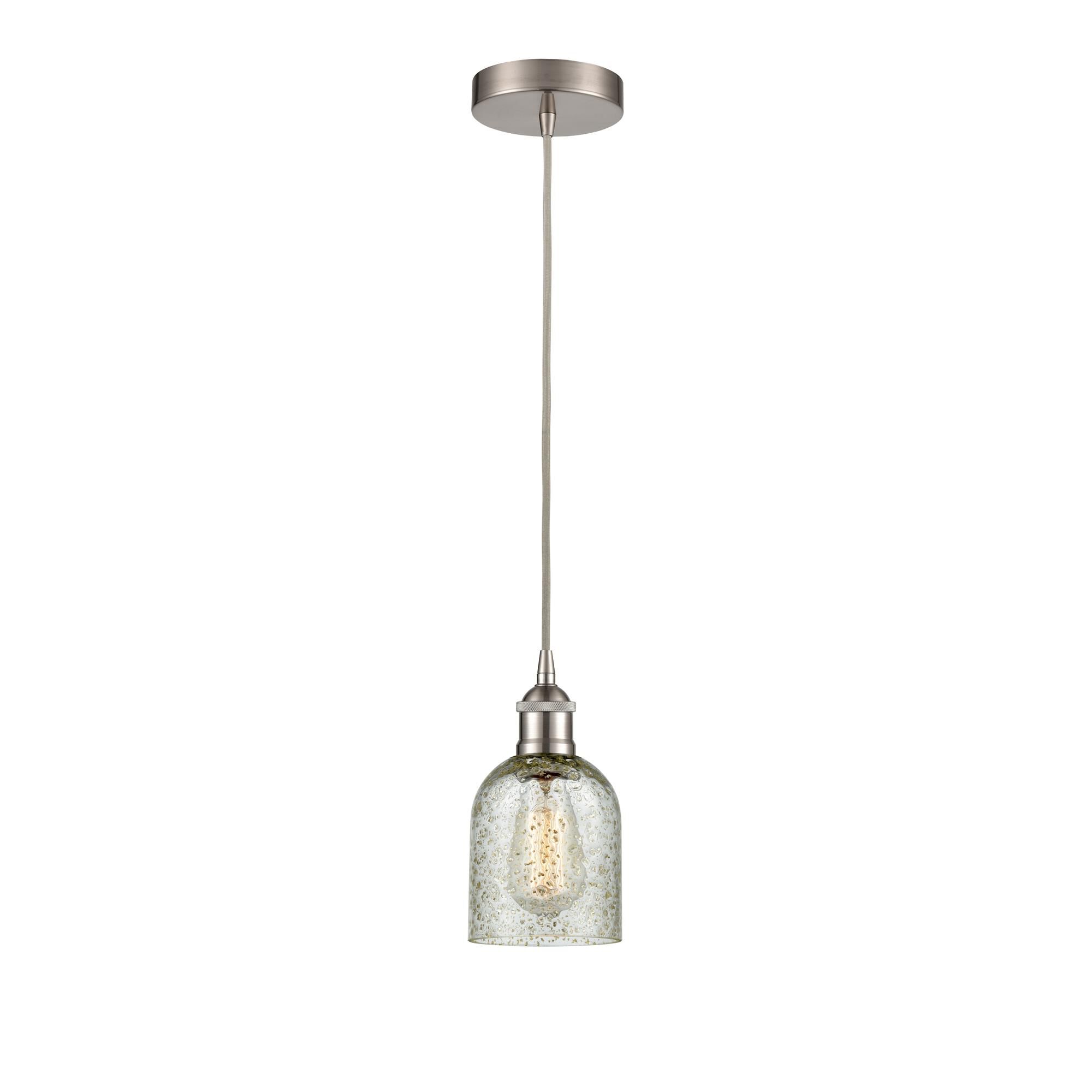 Shown in Brushed Satin Nickel finish and Mica glass