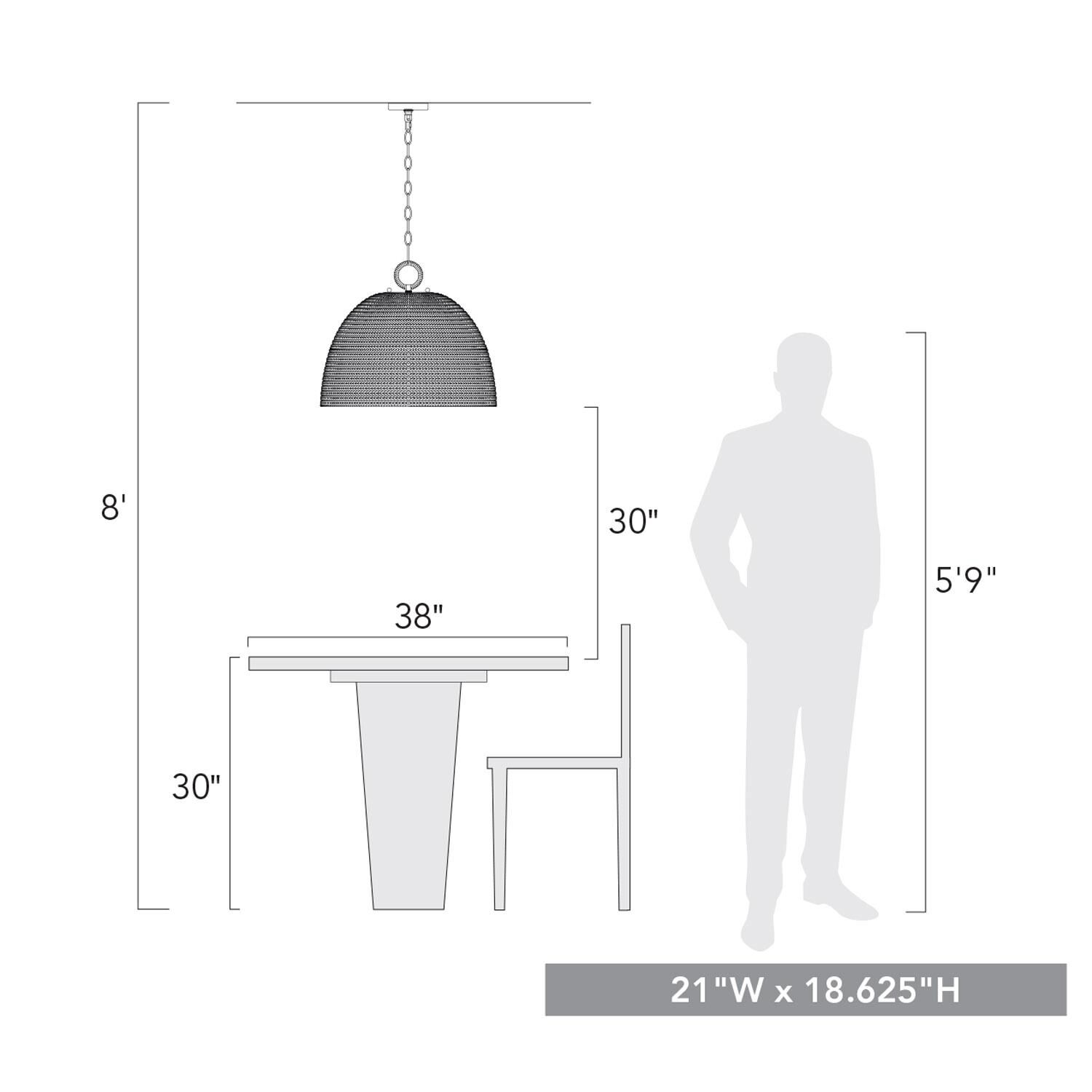 Rue 21 Inch Large Pendant by Golden Lighting