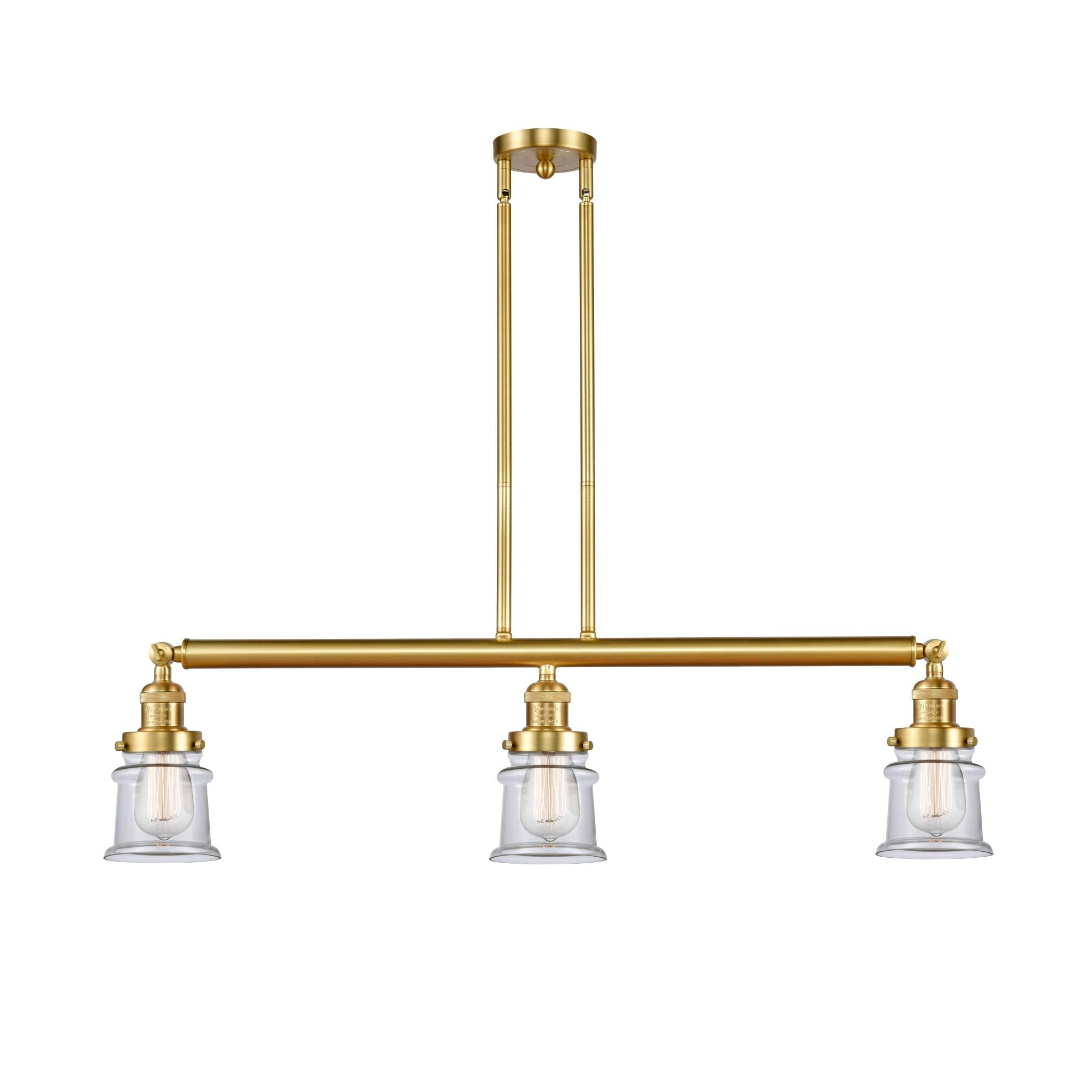 Shown in Satin Gold finish and Clear Canton glass