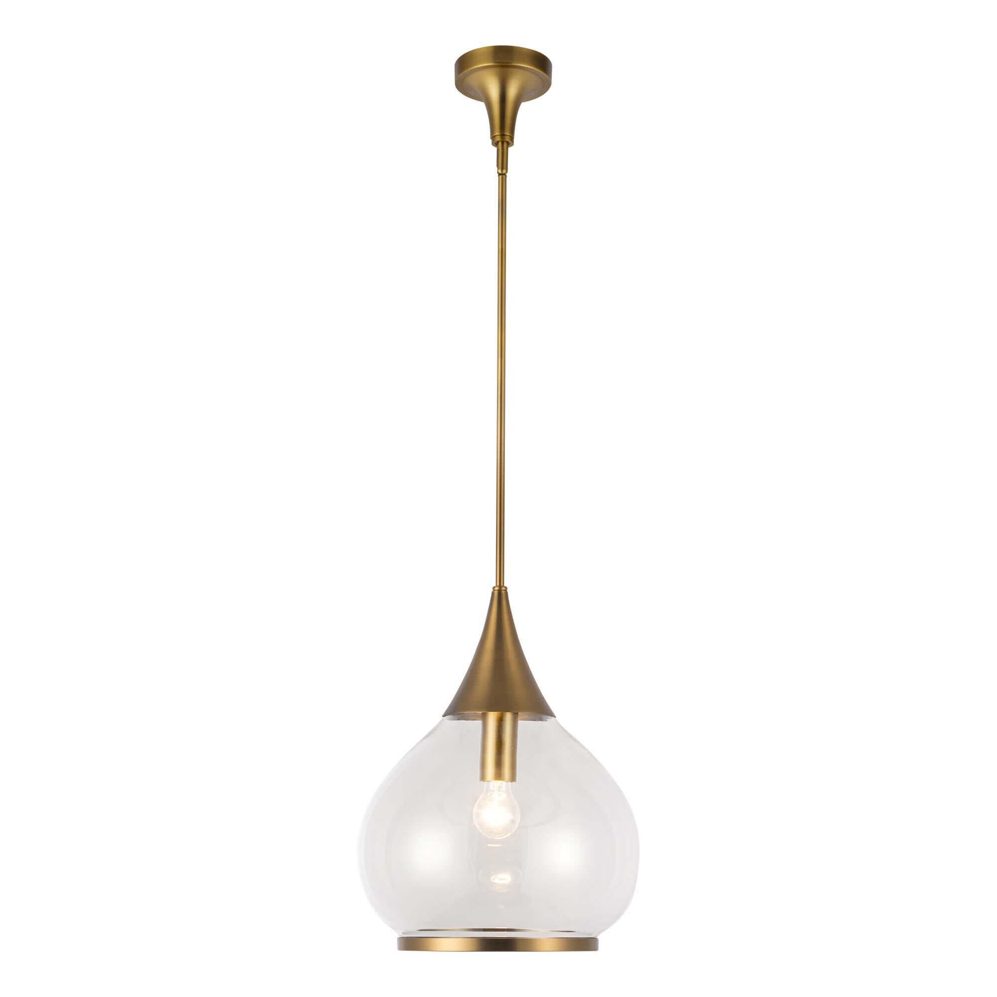 Shown in Aged Gold finish and Clear glass